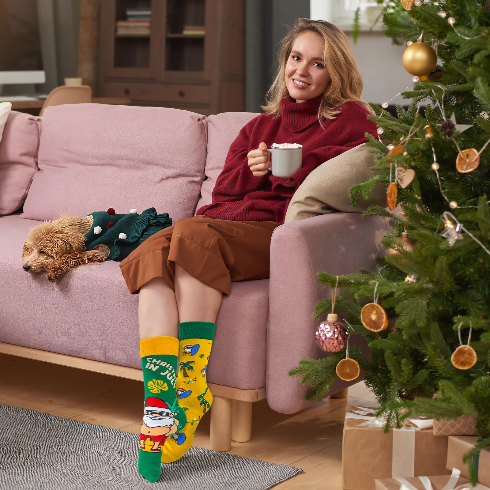 SUNOVELTIES Christmas Socks for Women/Men, 9 Pairs Funny Xmas Pattern Soft Winter Socks Bulk Novelty Cotton Crew Holiday Gifts - Medaid International