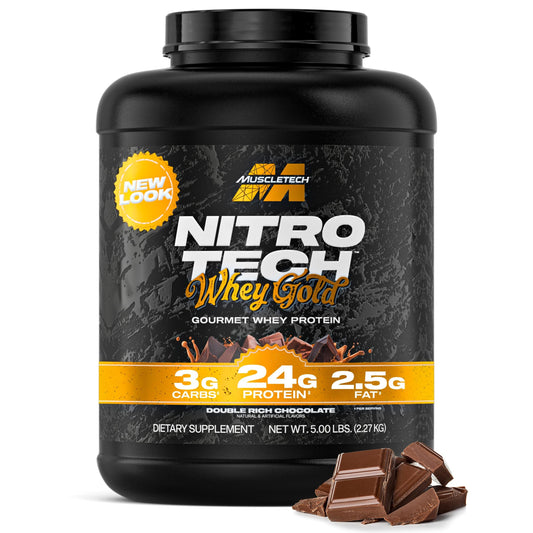 Muscletech Whey Protein Powder (Double Rich Chocolate, 5LB) - Nitro-Tech Whey Protein Isolate Smoothie Mix for Lean Muscle & Recovery - 24g of Whey Gold Protein for Women & Men - Packaging May Vary - Medaid International