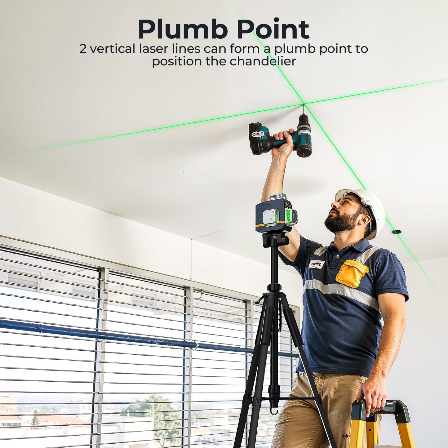 CIGMAN Laser Level Self Leveling 3x360° 3D Green Cross Line for Construction and Picture Hanging, Rechargeable battery, Remote Controller, Magnetic Rotating Stand Included - Medaid International