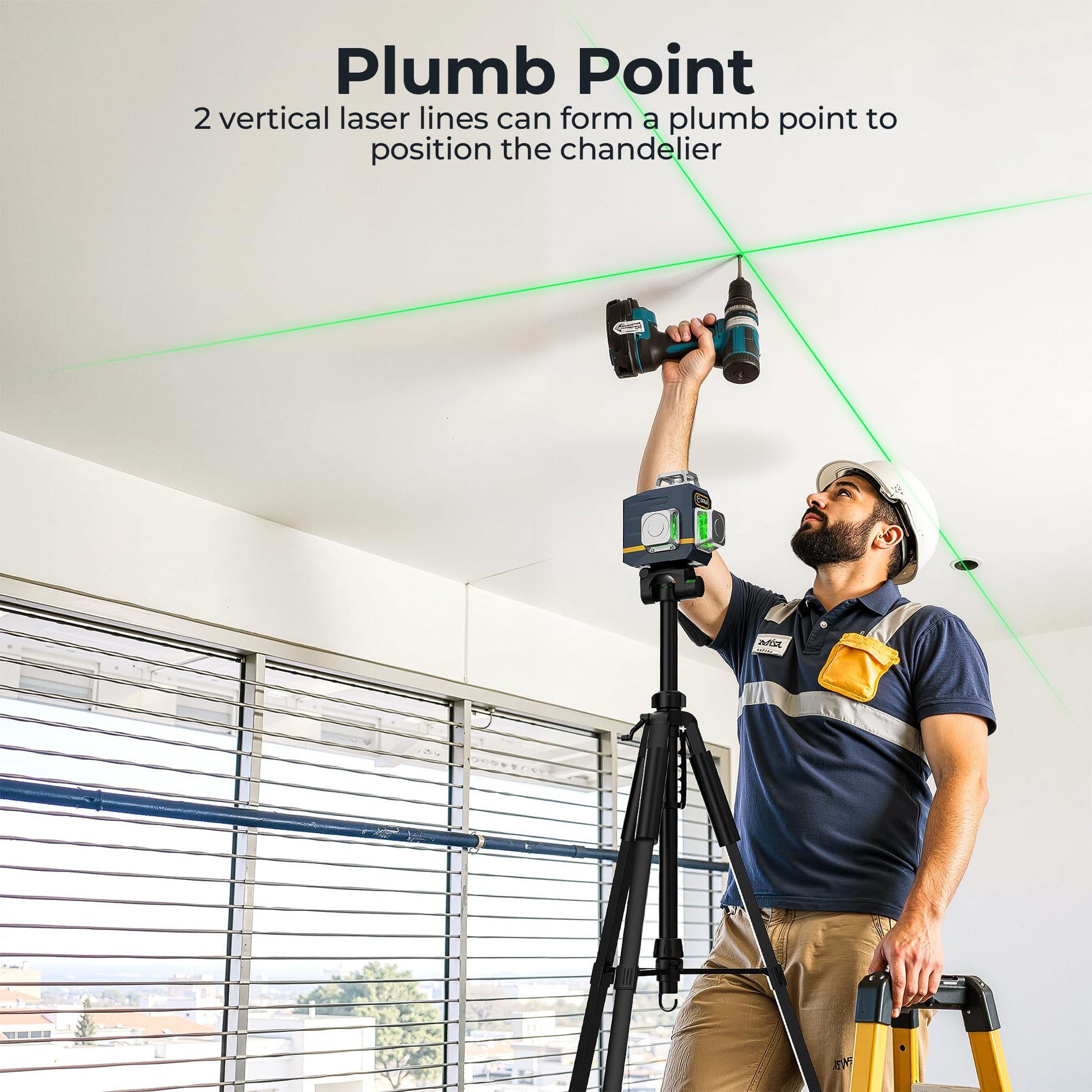 CIGMAN Laser Level Self Leveling 3x360° 3D Green Cross Line for Construction and Picture Hanging, Rechargeable battery, Remote Controller, Magnetic Rotating Stand Included - Medaid International