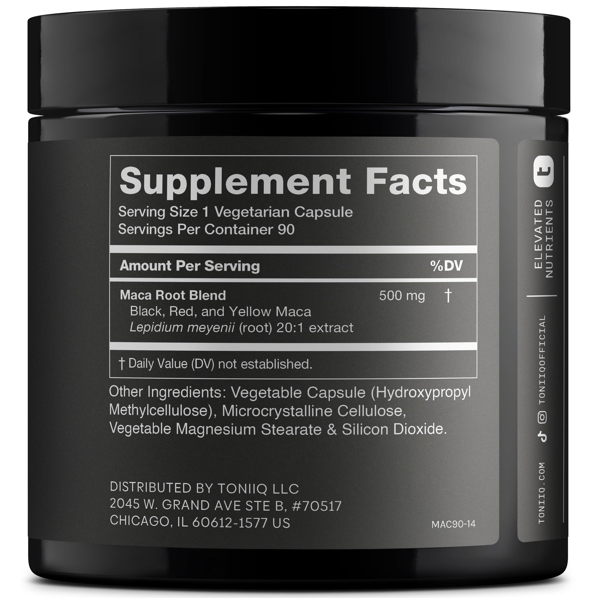 Maca Root - Ultra High Potency 20:1 Extract - Black, Red and Yellow Maca Complex - Single Origin, Wildcrafted & Highly Concentrated - Third-Party Lab Tested - 90 Capsules - Medaid International