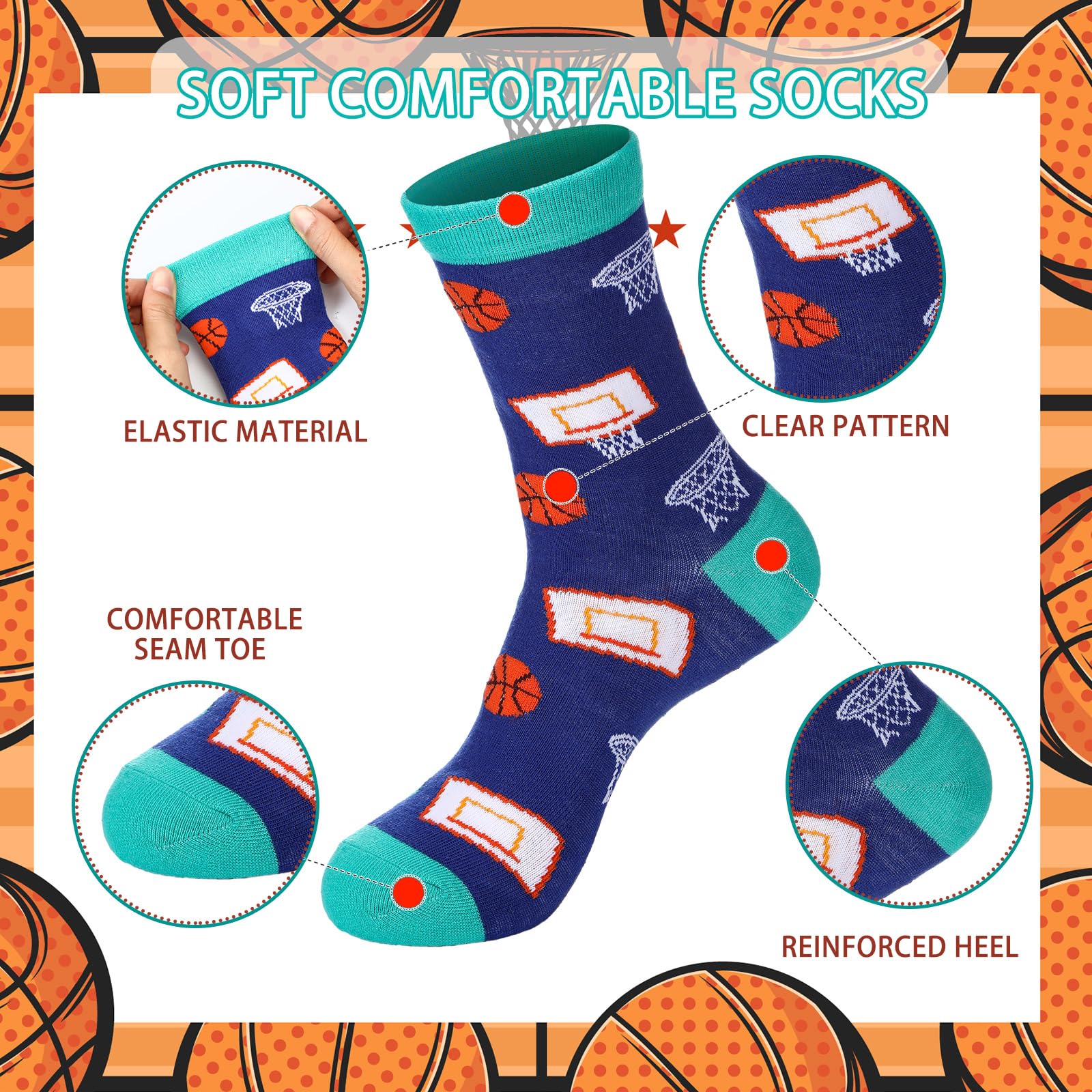 JenPen 24 Pairs 2025 Christmas Socks Advent Calendar for Men Women 24 Days Countdown Calendar Gifts Funny Basketball Gifts 2025 Festive Holiday Christmas Cotton Socks - Medaid International