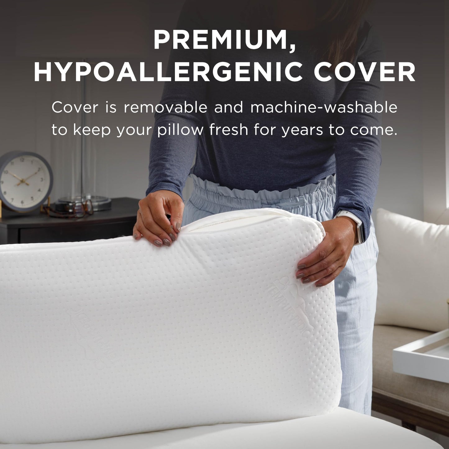 Tempur-Pedic Memory Foam Symphony Pillow Luxury Soft Feel, Standard, White - Medaid International