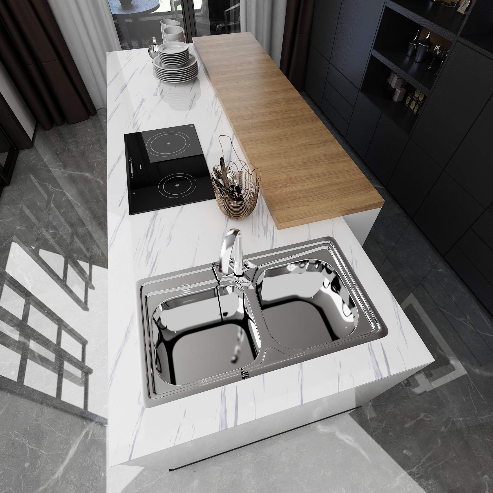 VEELIKE White Marble Contact Paper for Countertops Contact Paper for Cabinets Countert Top Covers Peel and Stick Wallpaper Removable Waterproof Vinyl Self Adhesive Wall Paper for Bedroom 118"X15.7" - Medaid International