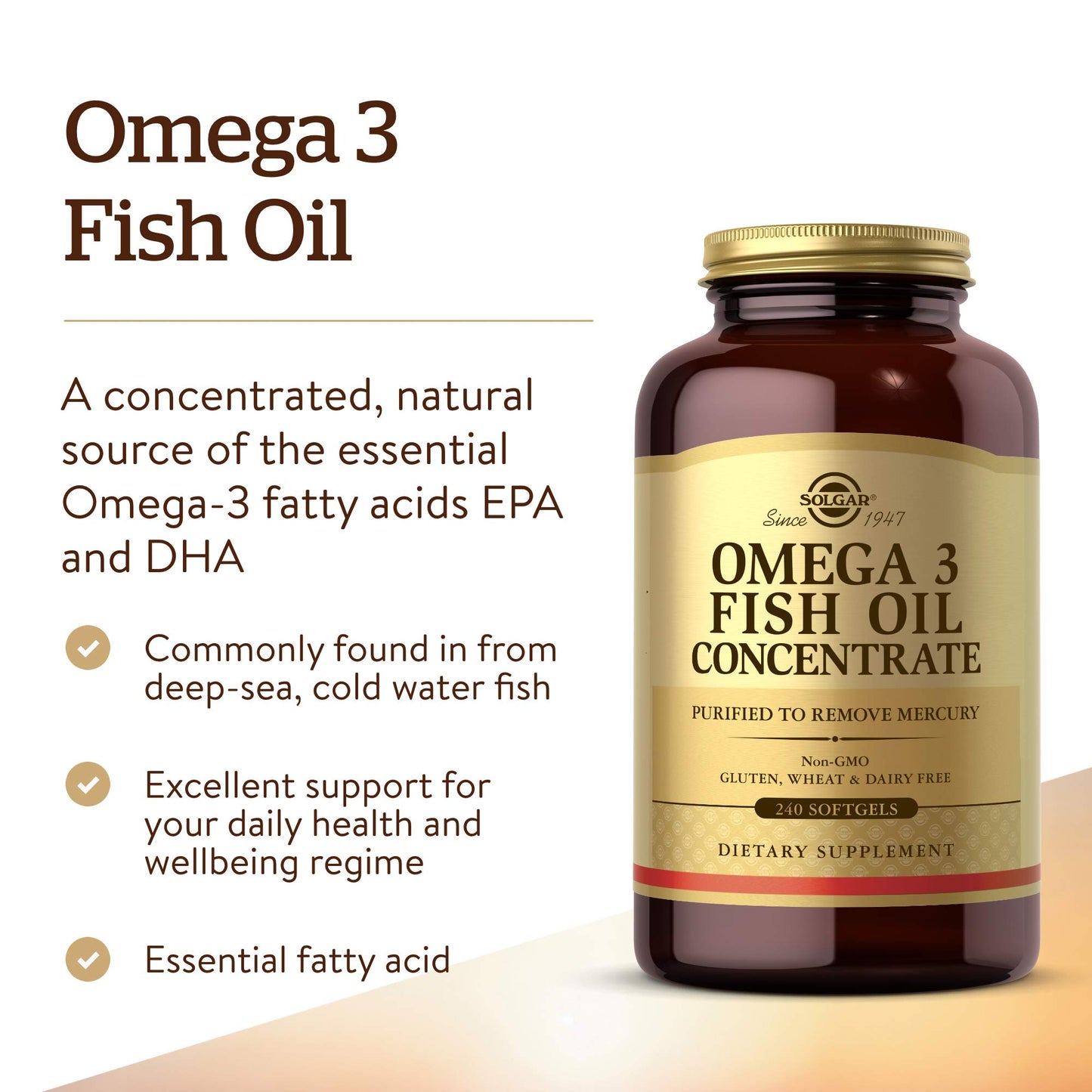 Solgar Omega-3 Fish Oil Concentrate, 240 Softgels - Medaid International