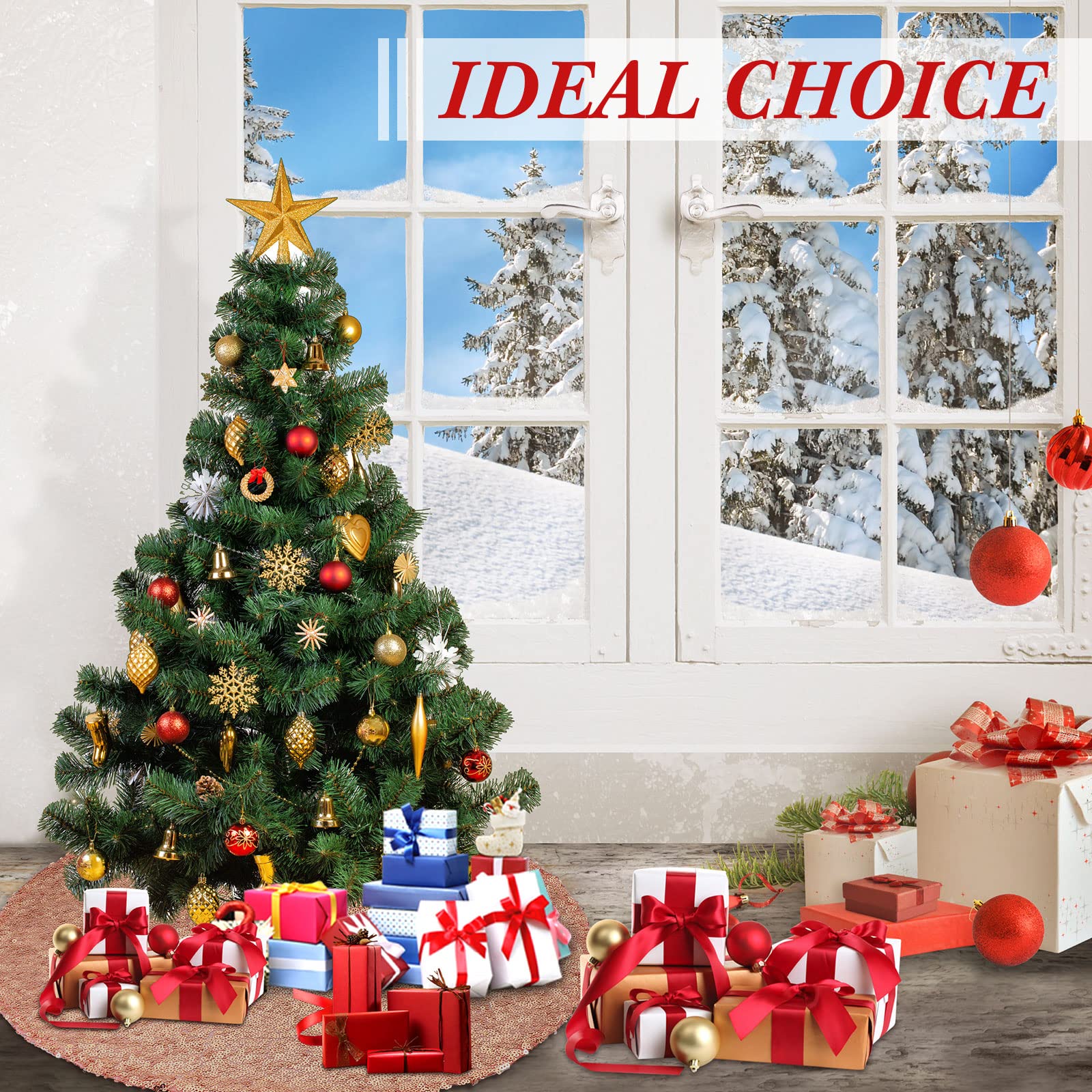 Rose Gold 15 Inch Mini Christmas Tree Skirt - Sequin, Slim, Small Tree Decoration for Hotel Holiday Bar - Medaid International