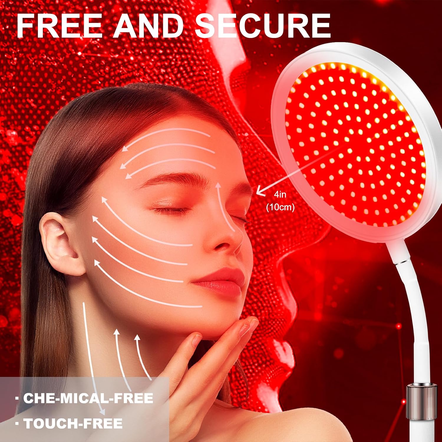 Red Light Therapy, 660nm ＆850nm Infrared Light with 15/30/45 Mins Timer, 3-in-1 Chip Red Light Lamp, 10 Brightness Adjustable Gooseneck Red Light Lamps for Full Body - Medaid International