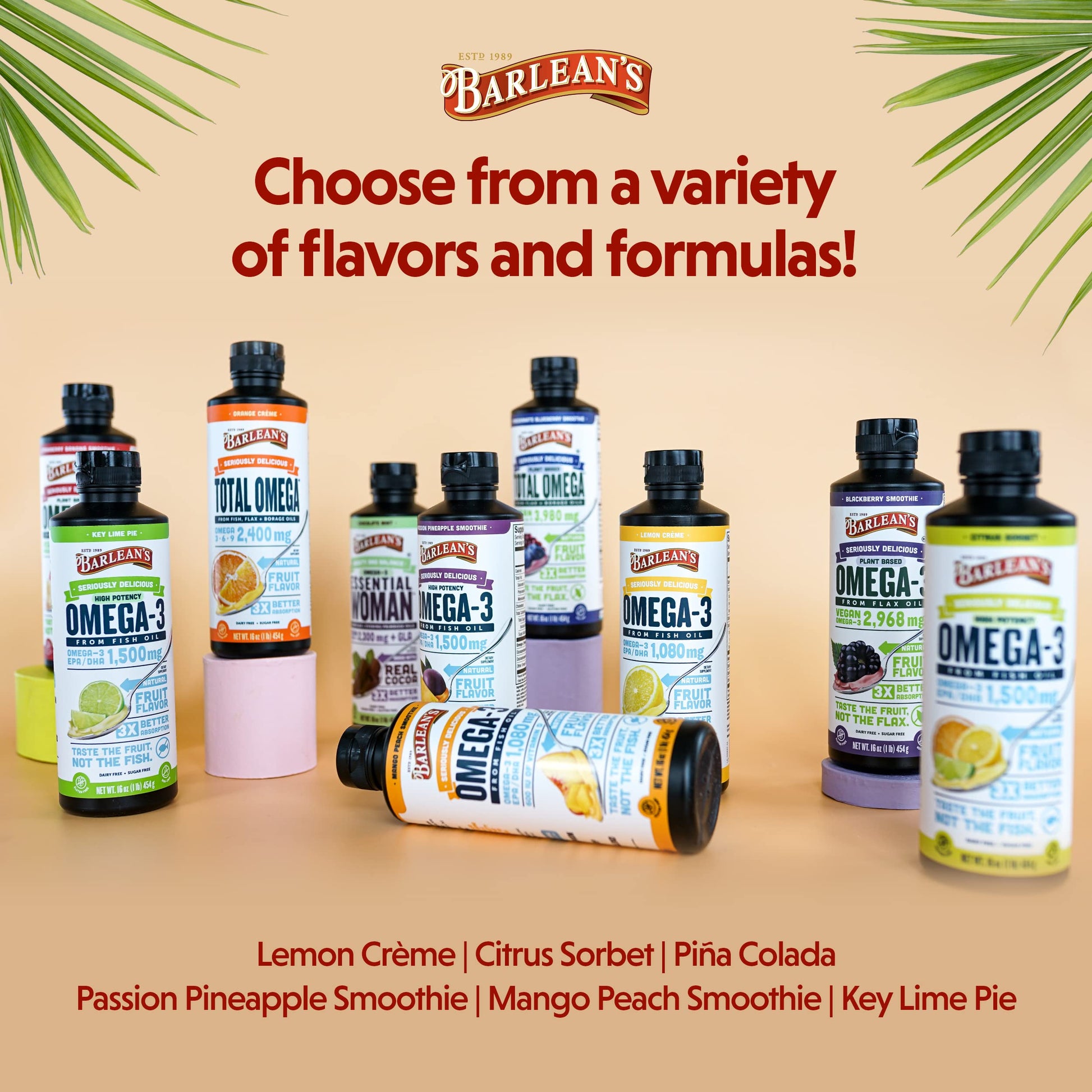 Barlean's Total Omega 3 6 9 Orange Crème Liquid Fish Oil Supplement with Borage and Flaxseed Oil, 2,400 mg of Omegas EPA and DHA Plus GLA for Joint and Heart Health, 8 oz - Medaid International