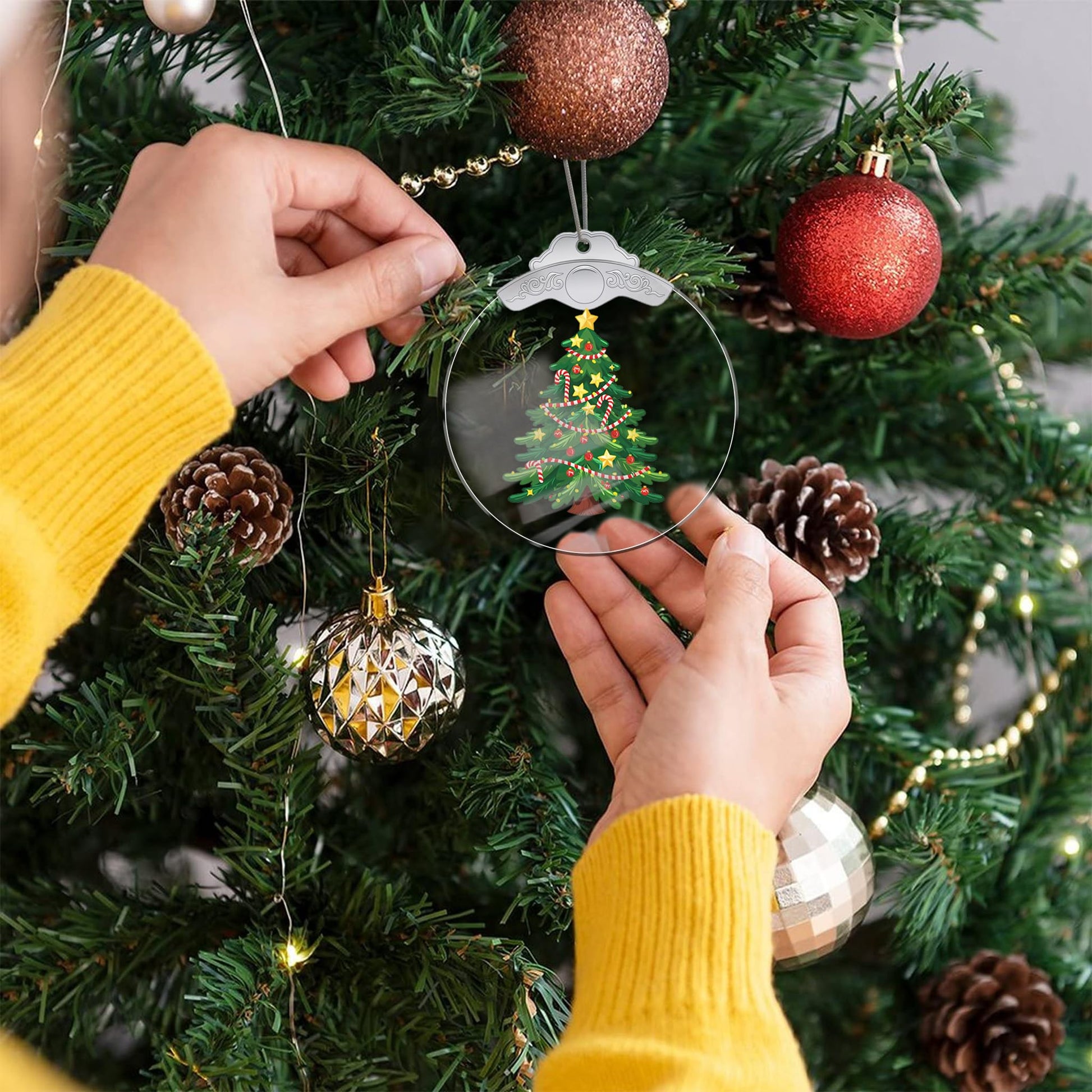 Christmas Ornaments Tree Crystal Hanging, Holiday Handmade Christmas Tree Ornaments, Car & Home Decoration - Xmas Bauble Present Acrylic Craft Decor, Gift Exchange Ideas for Family Friends C190 - Medaid International