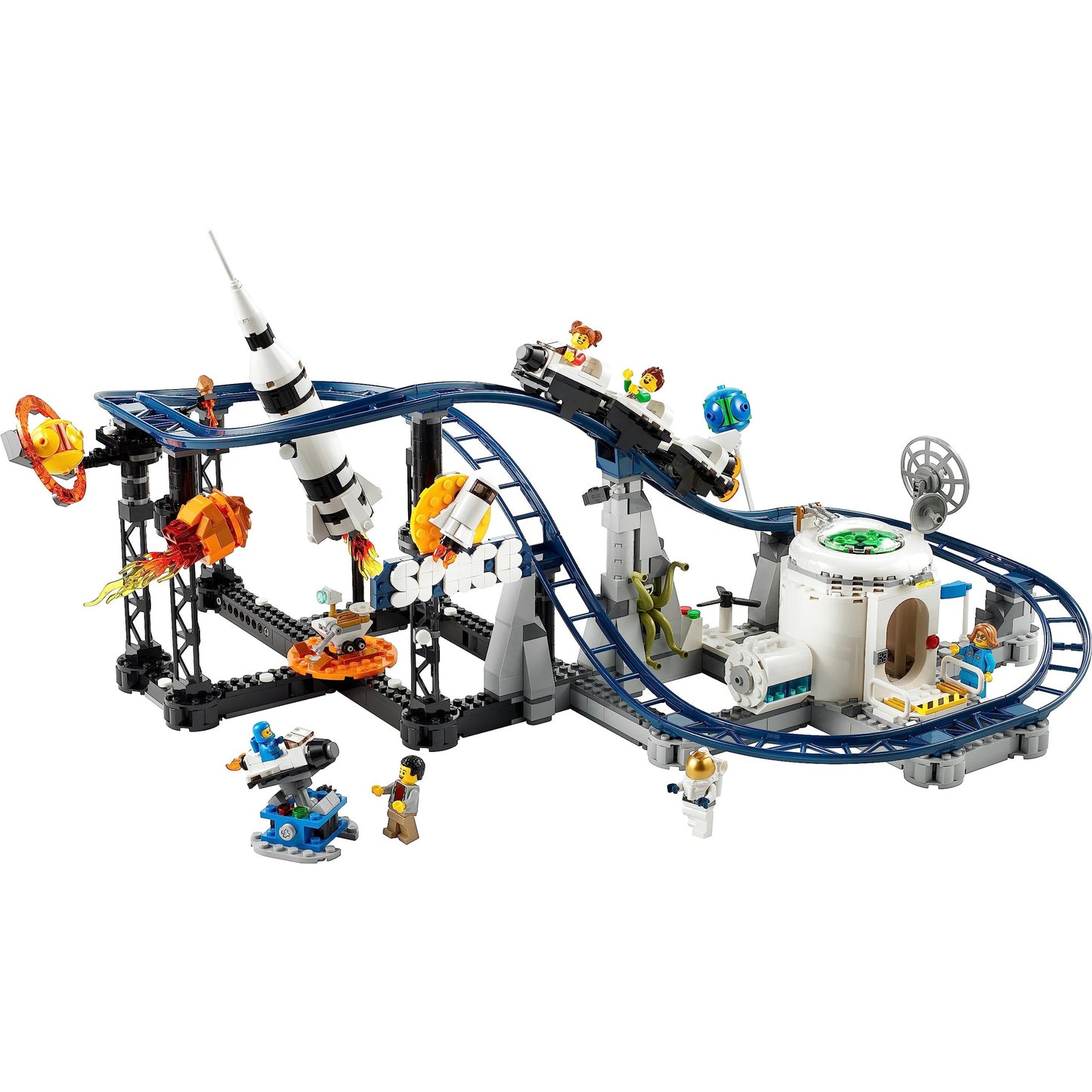 Lego Creator 3 in 1 Space Roller Coaster Building Toy Set Featuring a Roller Coaster, Drop Tower, Carousel and 5 Minifigures, Rebuildable Amusement Park for Kids Ages 9+, 31142 - Medaid International