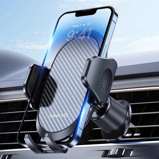 Miracase Phone Holders for Your Car with Metal Hook Clip, Air Vent Cell Phone Stand Car Mount, Universal Automobile Cradle for Garmin GPS Fit iPhone Android and All Smartphones, Dark Black - Medaid International