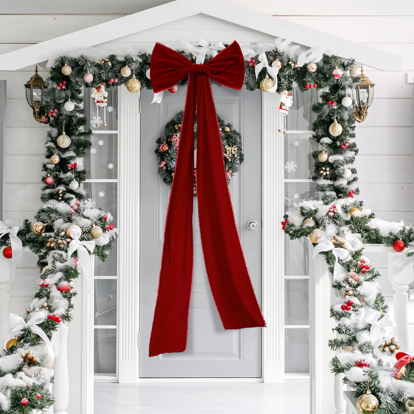 Knitgrip Extra Large Christmas Tree Topper Bows 15.7 x 47.2 Inches Giant Burgundy Christmas Velvet Decorative Bows with Long Streamers for Xmas Tree Wreath Party Holiday Farmhouse Home Decorations - Medaid International