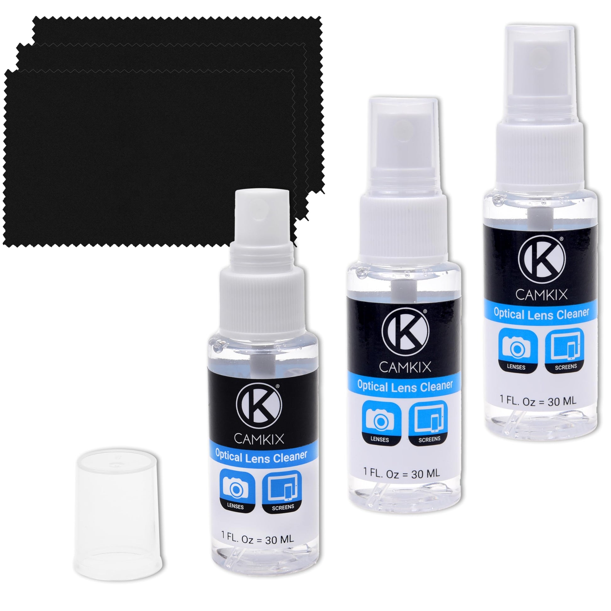 Lens and Screen Cleaning Kit - 3X Cleaning Spray, 3X Microfiber Cloth - Perfect to Clean The Lens of Your DSLR Camera (3 Bottles) - Medaid International