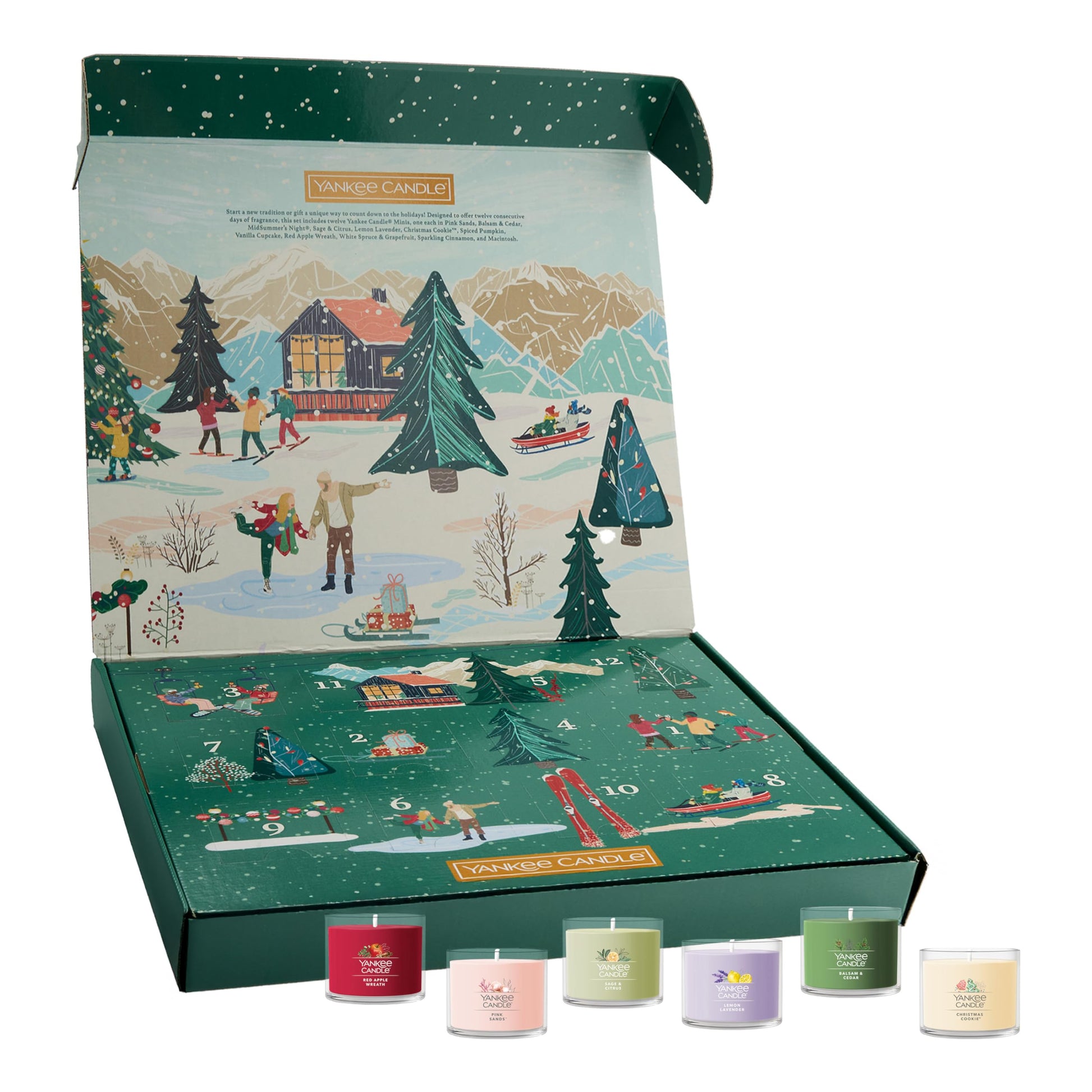 Yankee Candle Signature Votive Mini Jars 12 Days of Christmas Candle Advent Calendar Variety Pack, Natural Soy Wax Blend with Natural Fiber Wick, 1.3 OZ Glass Jar (Pack of 12) - Medaid International