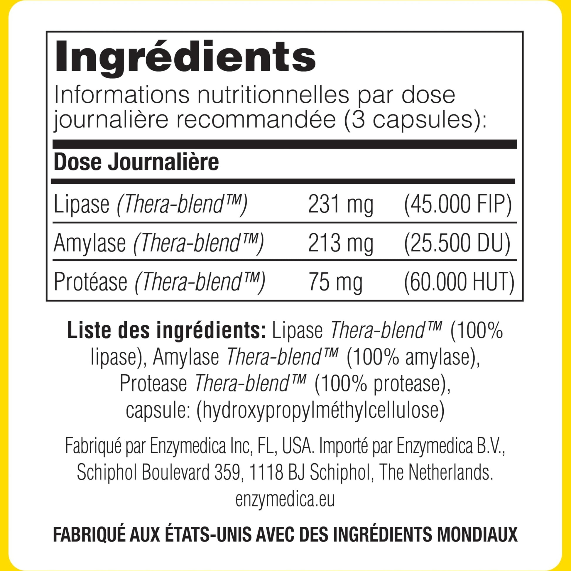 Enzymes Digestives Lypo Gold, Complément Alimentaire, Digestion Confortable, Anti Ballonnements et Ventre Gonflé, Confort Digestif, Lipase, Protéase, Amylase, Perle Digestive, 60 Capsules - Medaid International