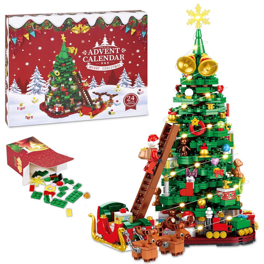 Siyaluens Advent Calendar 2025 - Christmas Tree Building Block Set, 1011 Pieces Christmas Santa Claus Moose Toy Decorations Building Kits for Adults Teen Girls Boys Countdown Calendar Gifts - Medaid International