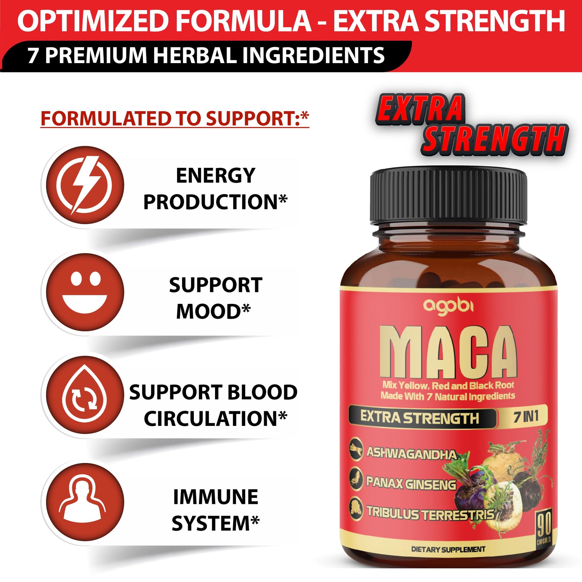 Maca Root Capsules - Supports Natural Health - Energy - Performance & Mood Supplement - Enhanced Blood Flow 3-Month Supply - Medaid International