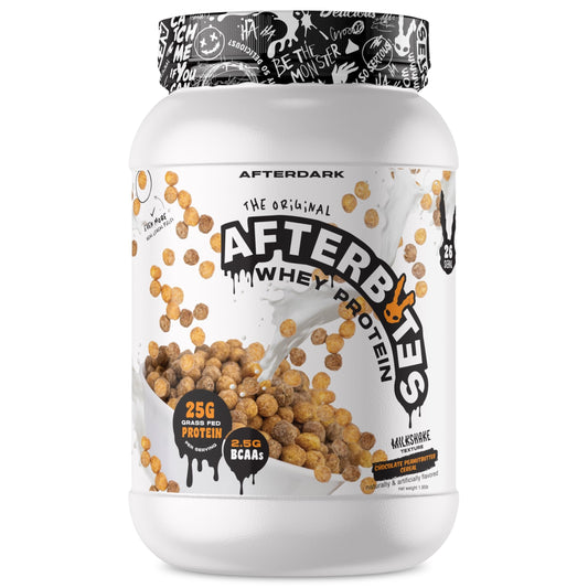 AFTERDARK AfterBites Whey Protein Powder, 25g Protein, 4.5g BCAA’s, Easy Dissolving, No Artificial Colors or Fillers, Isolate Protein, USA Made, 26 Servings, Chocolate Peanut Butter Cereal - Medaid International