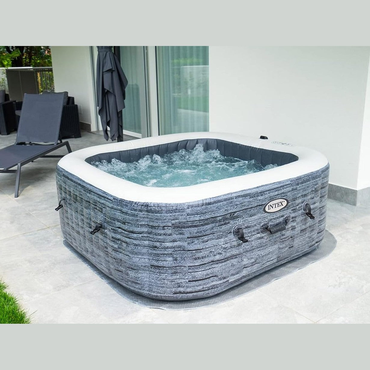 4-Person Greystone Deluxe Square Bubble Spa Set - Medaid International