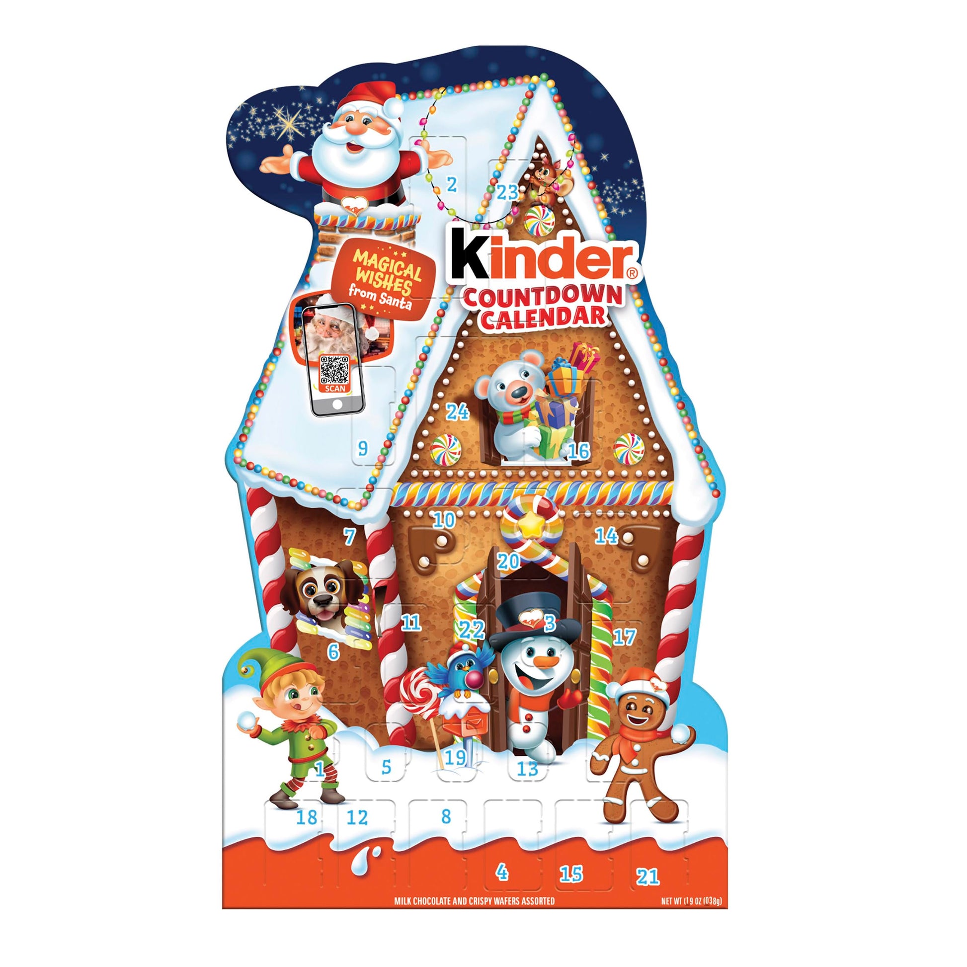 Kinder 2025 Advent Calendar, 24 Individually Wrapped Pieces, Chocolate Candy, Holiday Treats, 6.9 oz - Medaid International