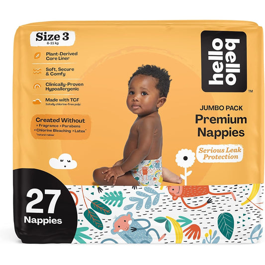 Hello Bello Premium Nappies Size 3 (6-11 kg/14-24 lbs.) - 27 Count - Disposable, Extra-Absorbent, Hypoallergenic, Eco-Friendly Nappies - Medaid - Lebanon