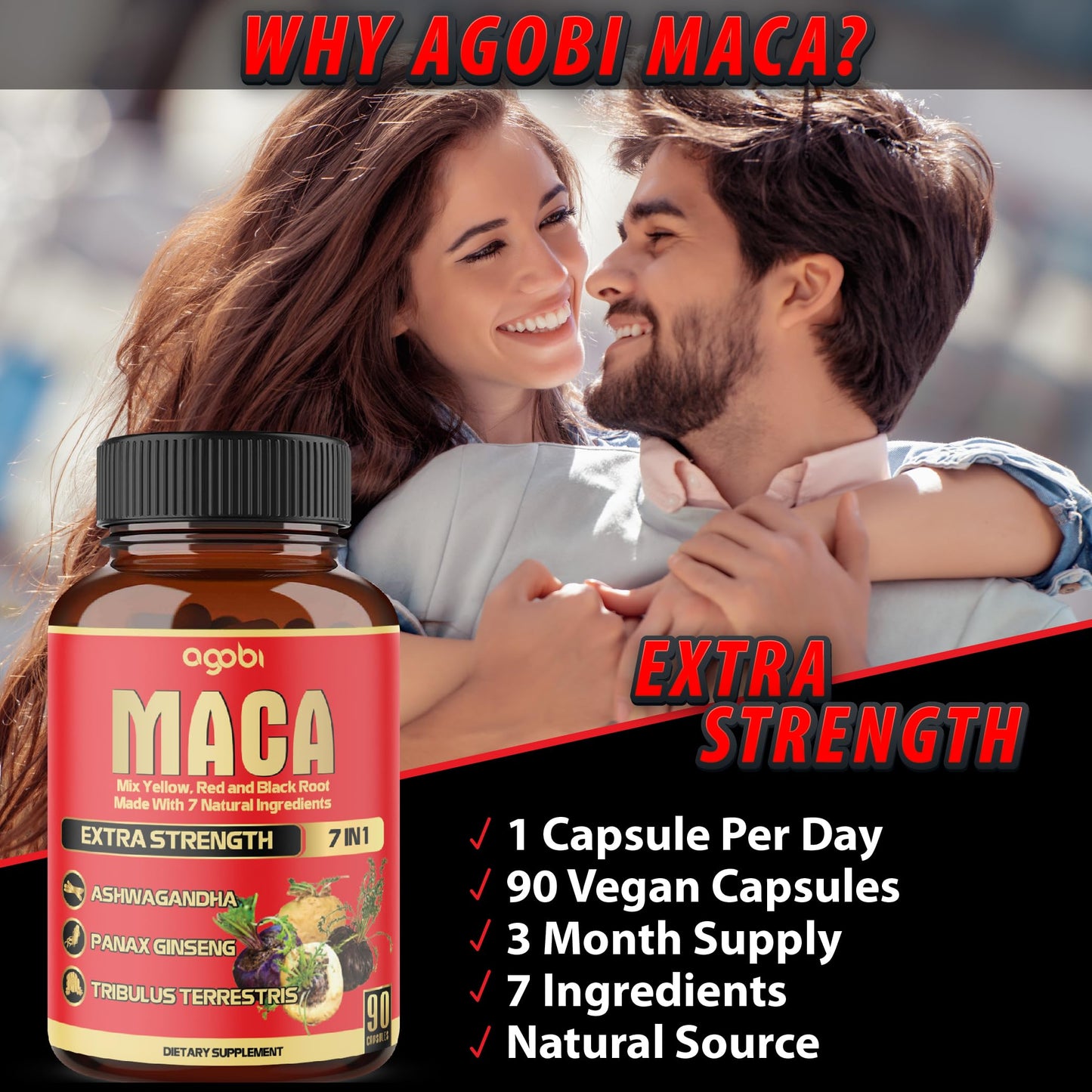 Maca Root Capsules - Supports Natural Health - Energy - Performance & Mood Supplement - Enhanced Blood Flow 3-Month Supply - Medaid International