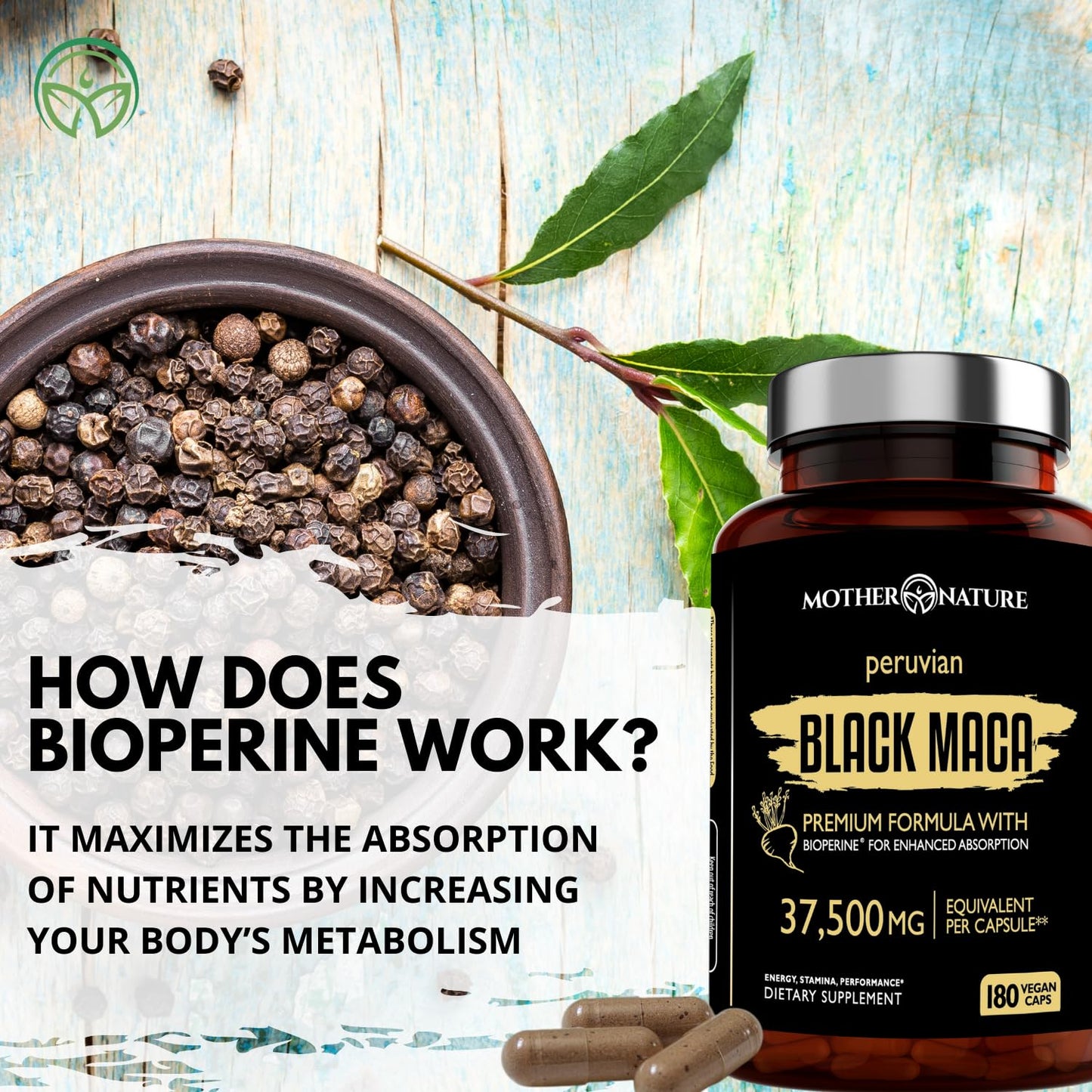 Black Maca Root 50:1 Extract 37,500mg – 180 Capsules Organic Peruvian Maca Peruana Supplement for Men | High Potency Energy, Mood & Performance Support | Vegan, Non-GMO - Medaid International