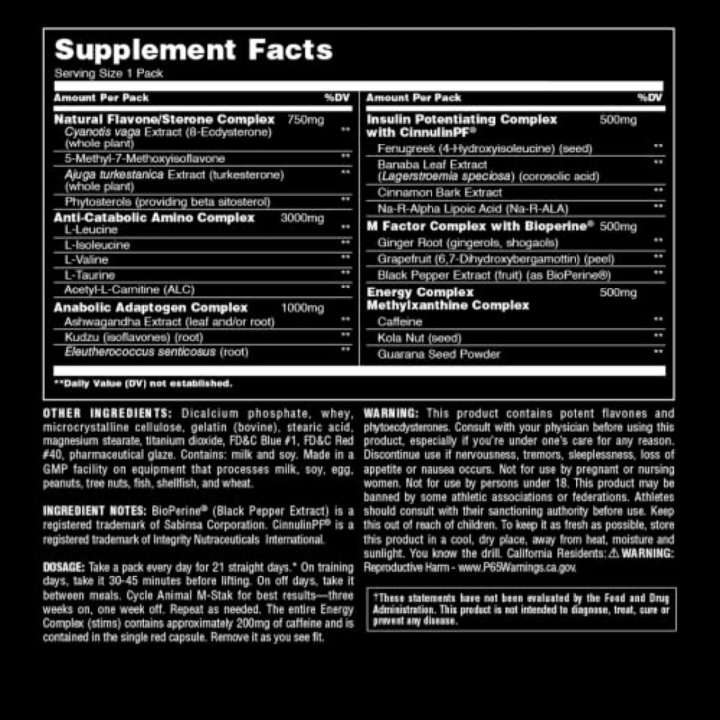 Animal M-Stak - Muscle Builder and Anabolic Mass Gainer Supplement for Bodybuilding - Lean Muscle Growth, Amino Complex and Pre Workout Energy, 21 Packs - Medaid International