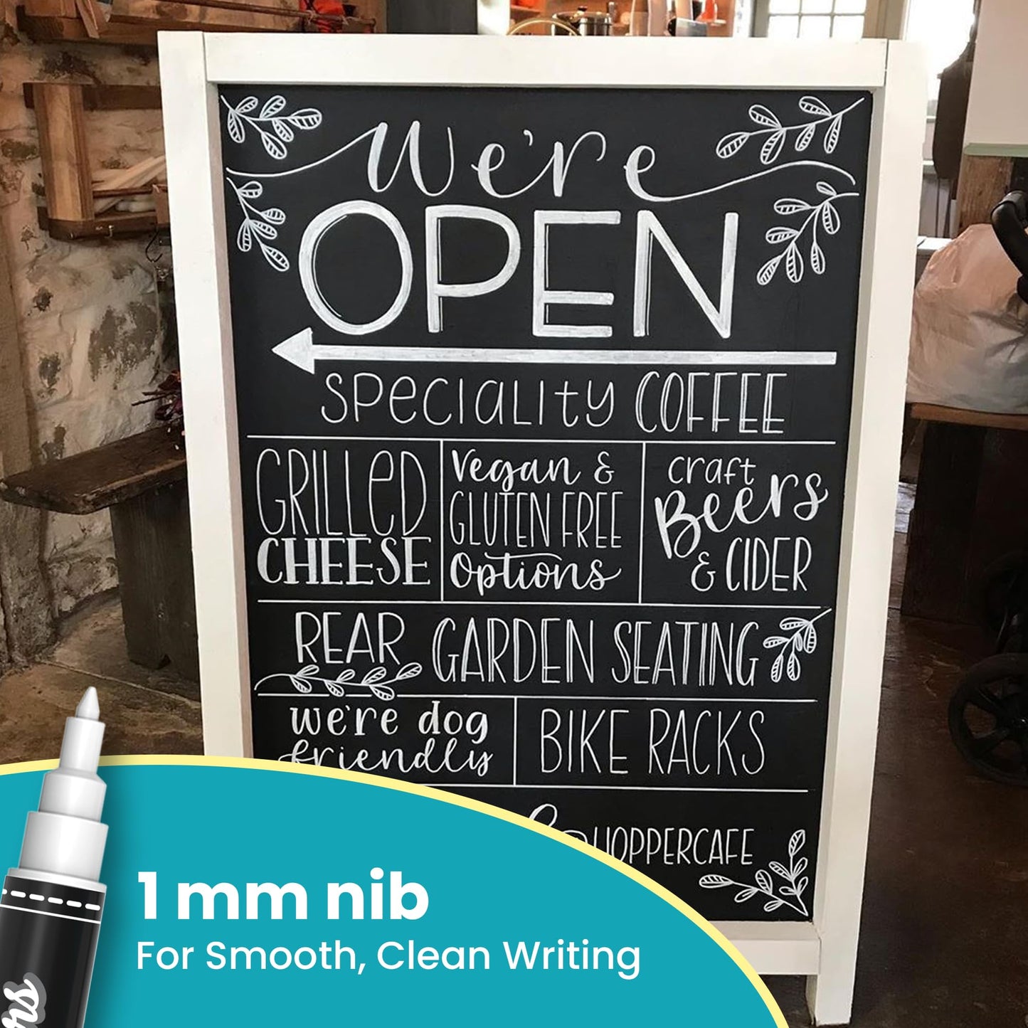 Chalkola Dual Tip Liquid Chalk Markers for Blackboard - (40 Pack, 1mm Fine Tip +5mm Bold) | Wet Erase, Erasable Chalkboard Markers, Chalk Pen for Signs, Car Windows, Wall Calendar, Glass, Board - Medaid International