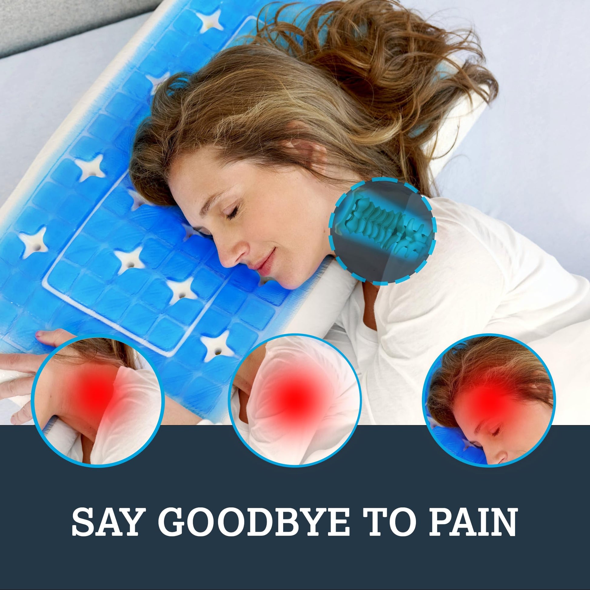 Technogel Anatomic Cooling Gel Pillow – Dual-Height Cervical Spine Support, Memory Foam Base, Washable Cover, Side & Back Sleepers King Size - Medaid International