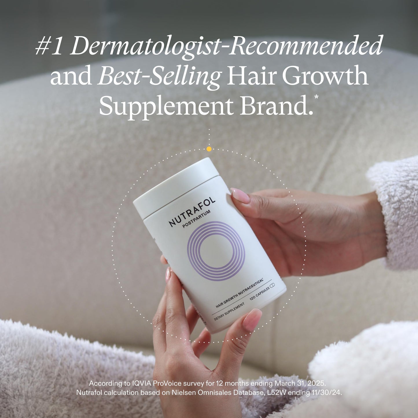 Nutrafol Postpartum Hair Growth Supplements, Clinically Tested for Visibly Thicker Hair and Less Shedding, Breastfeeding-friendly - 1 Month Supply - Medaid International