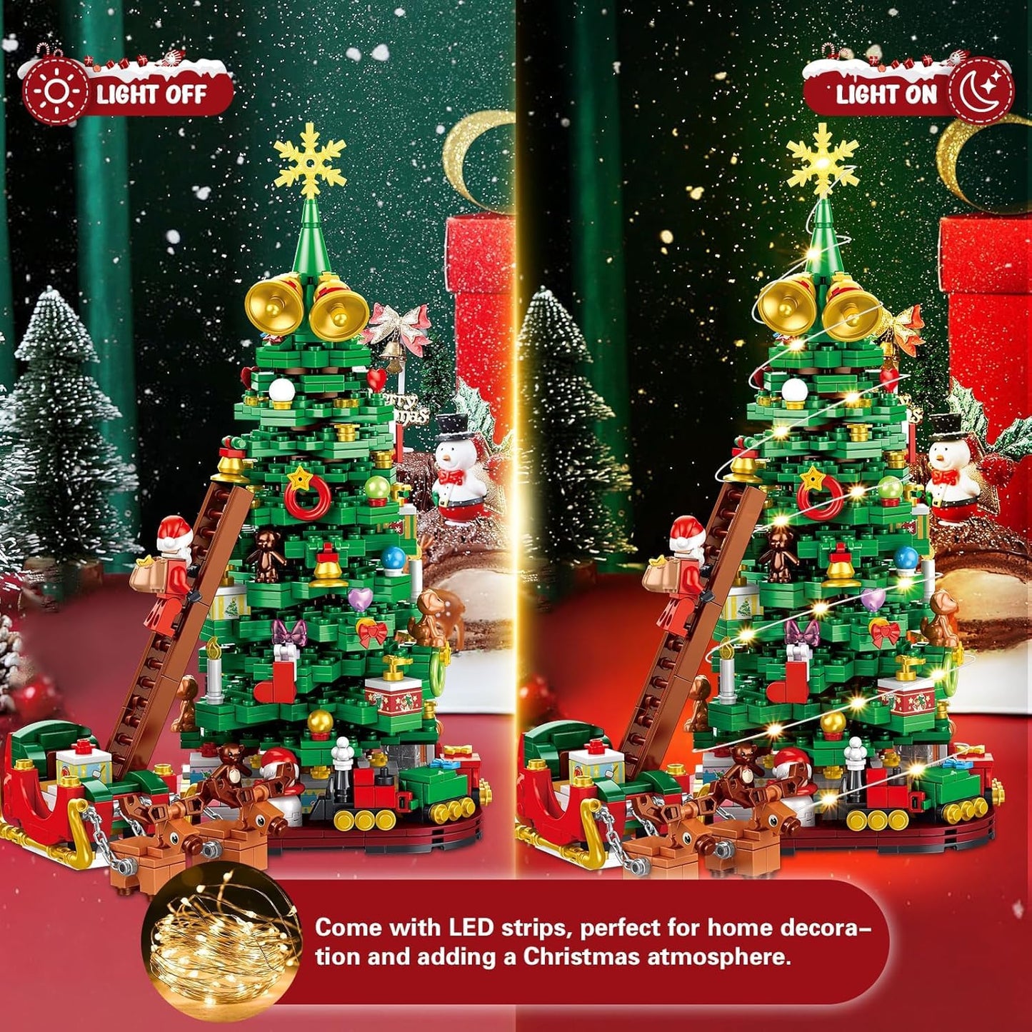 Siyaluens Advent Calendar 2025 - Christmas Tree Building Block Set, 1011 Pieces Christmas Santa Claus Moose Toy Decorations Building Kits for Adults Teen Girls Boys Countdown Calendar Gifts - Medaid International
