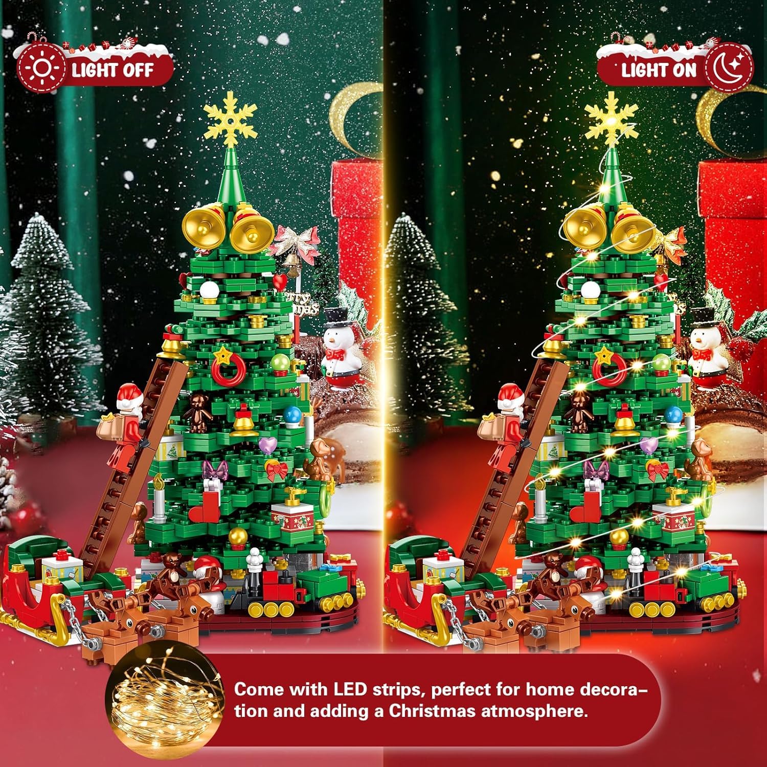 Siyaluens Advent Calendar 2025 - Christmas Tree Building Block Set, 1011 Pieces Christmas Santa Claus Moose Toy Decorations Building Kits for Adults Teen Girls Boys Countdown Calendar Gifts - Medaid International