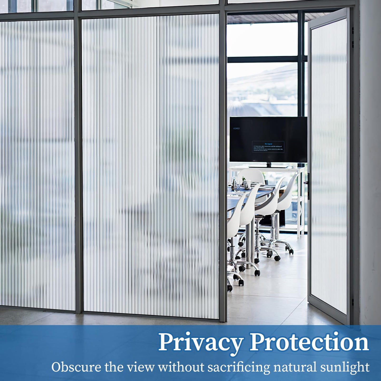 FEOMOS Reeded Glass Film, Window Privacy Film, 3D Glass Decals Film, Decorative Film for Window Door Cabinet Non Adhesive Anti UV 17.7 x 78.7 inches - Medaid International