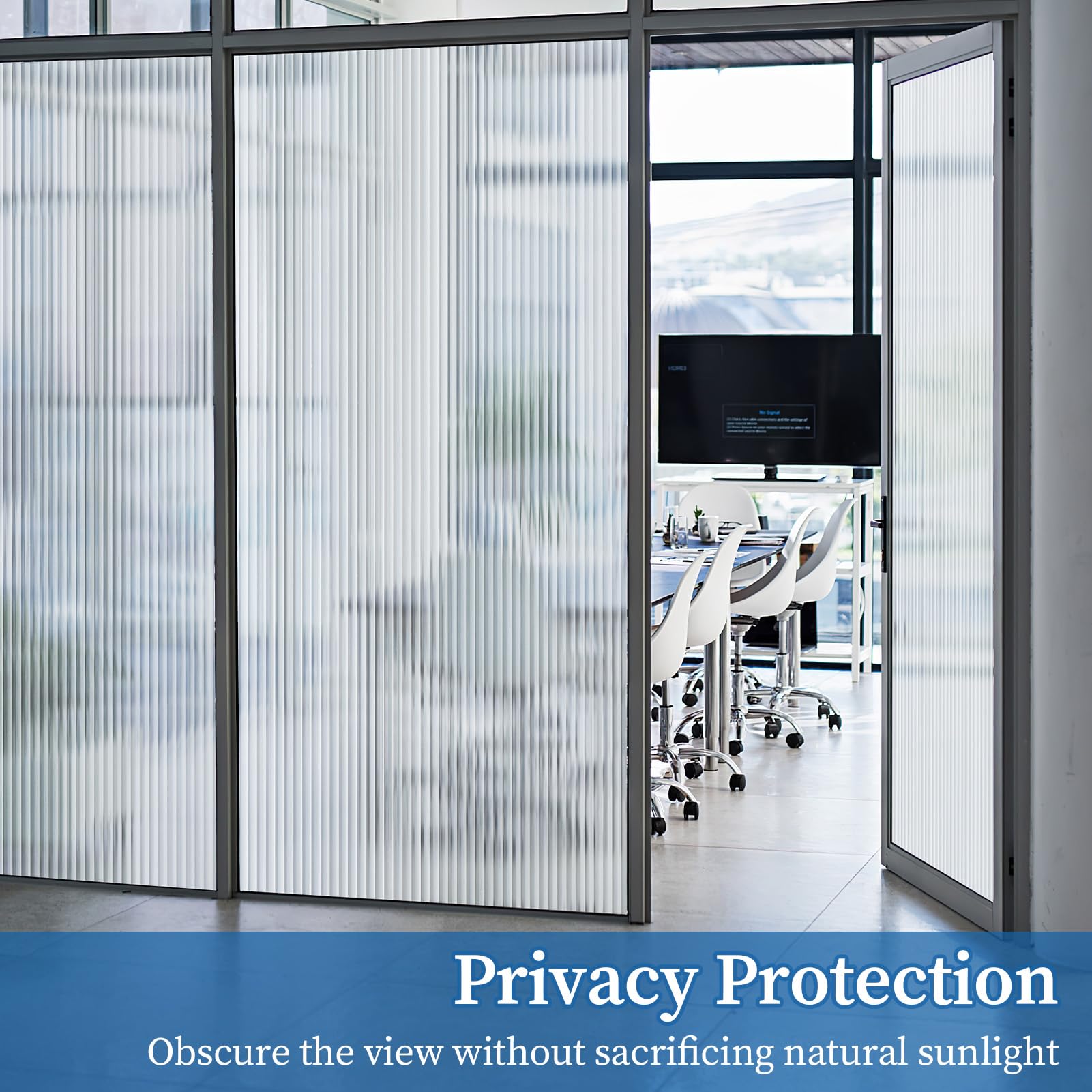 FEOMOS Reeded Glass Film, Window Privacy Film, 3D Glass Decals Film, Decorative Film for Window Door Cabinet Non Adhesive Anti UV 17.7 x 78.7 inches - Medaid International