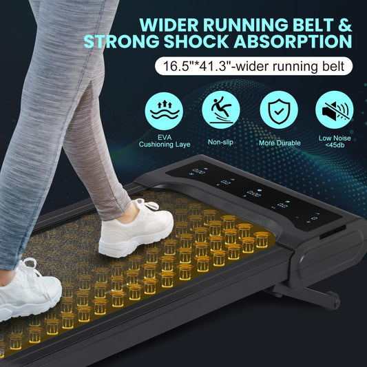 Walking Pad Treadmill with Auto Incline, Under Desk Treadmills, 2 in 1 Portable Walking Treadmill for Walking Running, 2.5HP Low Noise Treadmill with Remote Control and LED Display, Black - Medaid International