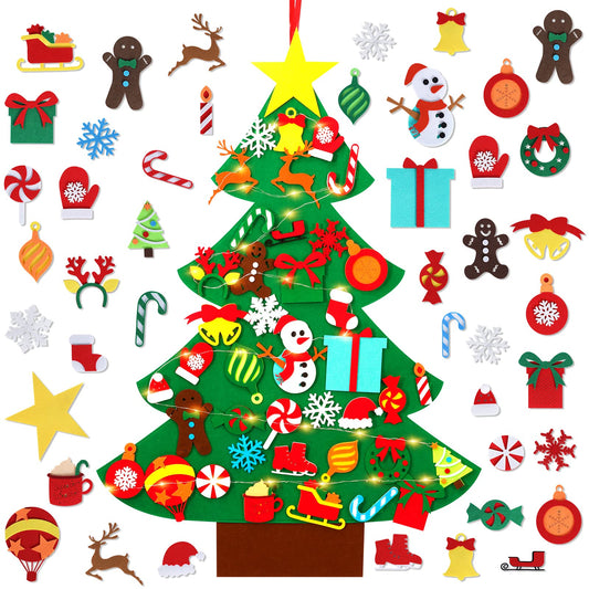 Garma DIY Felt Christmas Tree Set with 41PCS Kids Wall Hanging Detachable Ornaments, Felt Christmas Craft Kits Decorations for Toddler Xmas Gifts New Year Parties Supplies - Medaid International