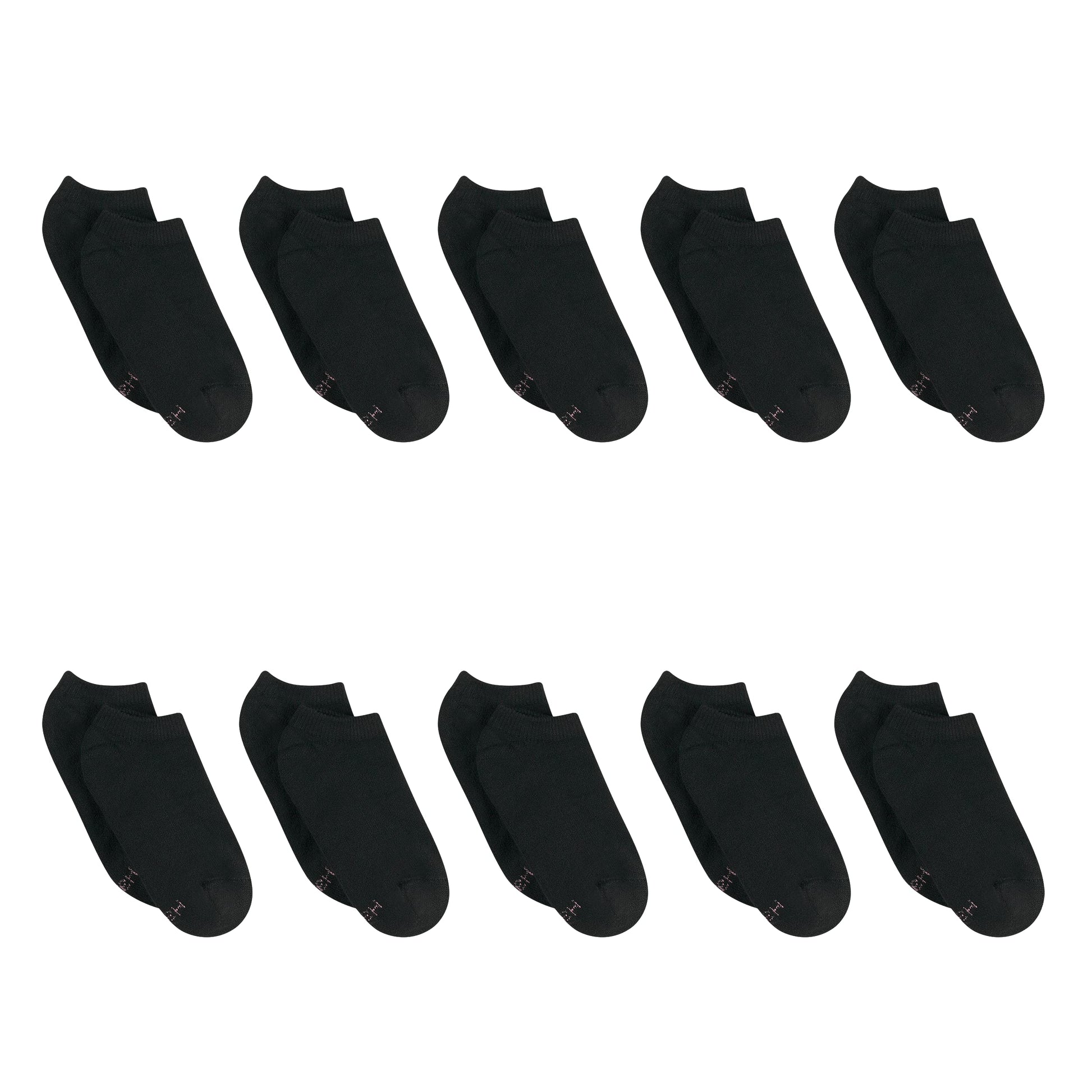 Hanes Womens Value Pack, No Show Soft Moisture-wicking Socks, Available In 10 And 14-packs, Black - 10 Pack, 5-9 US - Medaid International