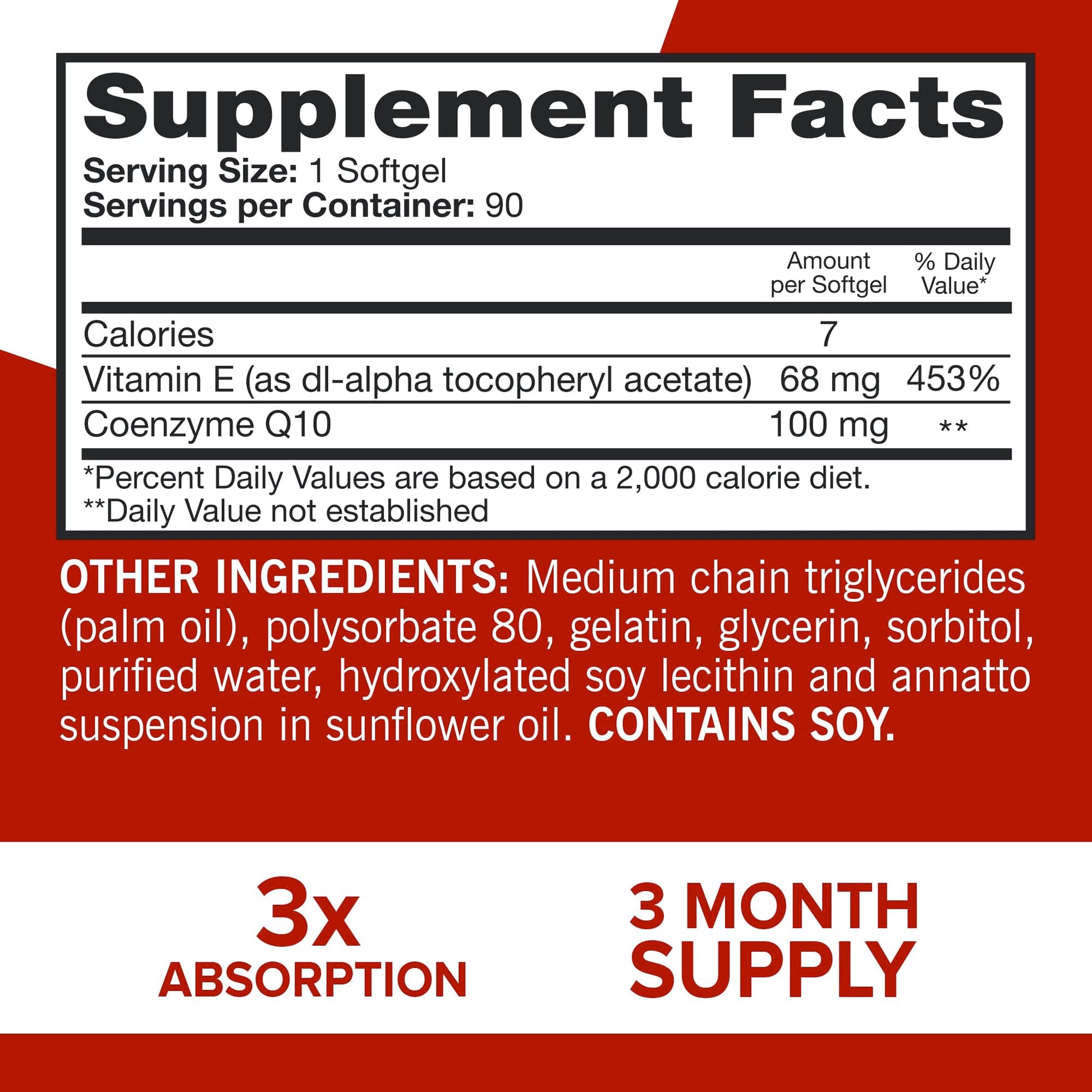 Qunol Ultra CoQ10 100mg Softgels- 3x Better Absorption, Antioxidant for Heart Health & Energy Production, Coenzyme Q10 Vitamins and Supplements, 3 Month Supply, 90 Count - Medaid International