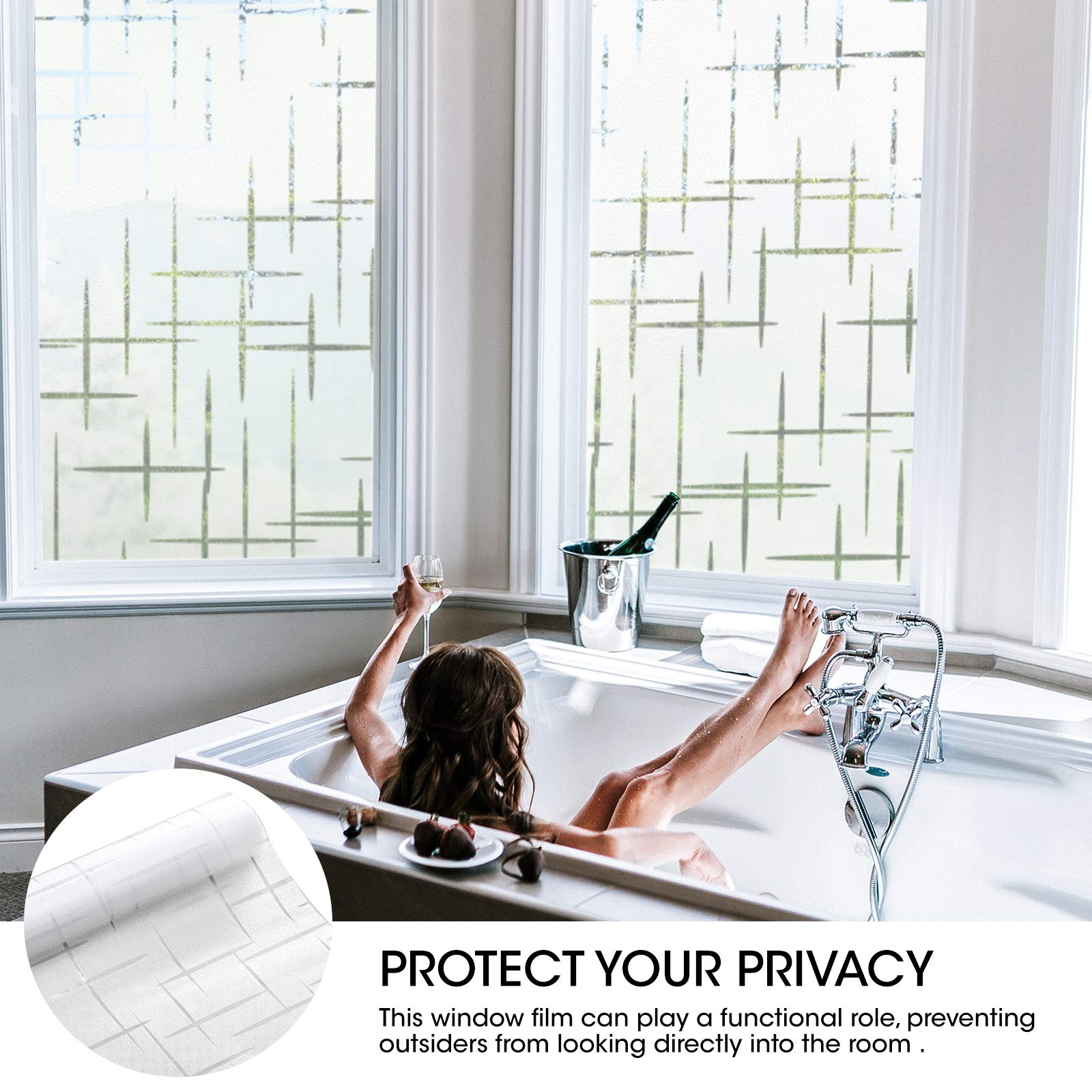 Arthome Frosted Window Film,35.4x100 inch Non-Adhesive, Privacy Film for Glass Windows, Self Static Cling Decorative Window Cling Anti-UV Window Sticker for Home Office - Medaid International