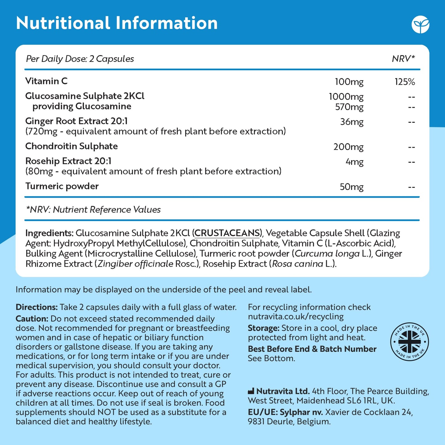 Glucosamine and Chondroitin Complex – 180 High Strength Capsules – Contributes to The Maintenance of Normal Immune System – with Vitamin C, Turmeric, Ginger and Rosehip - Medaid International