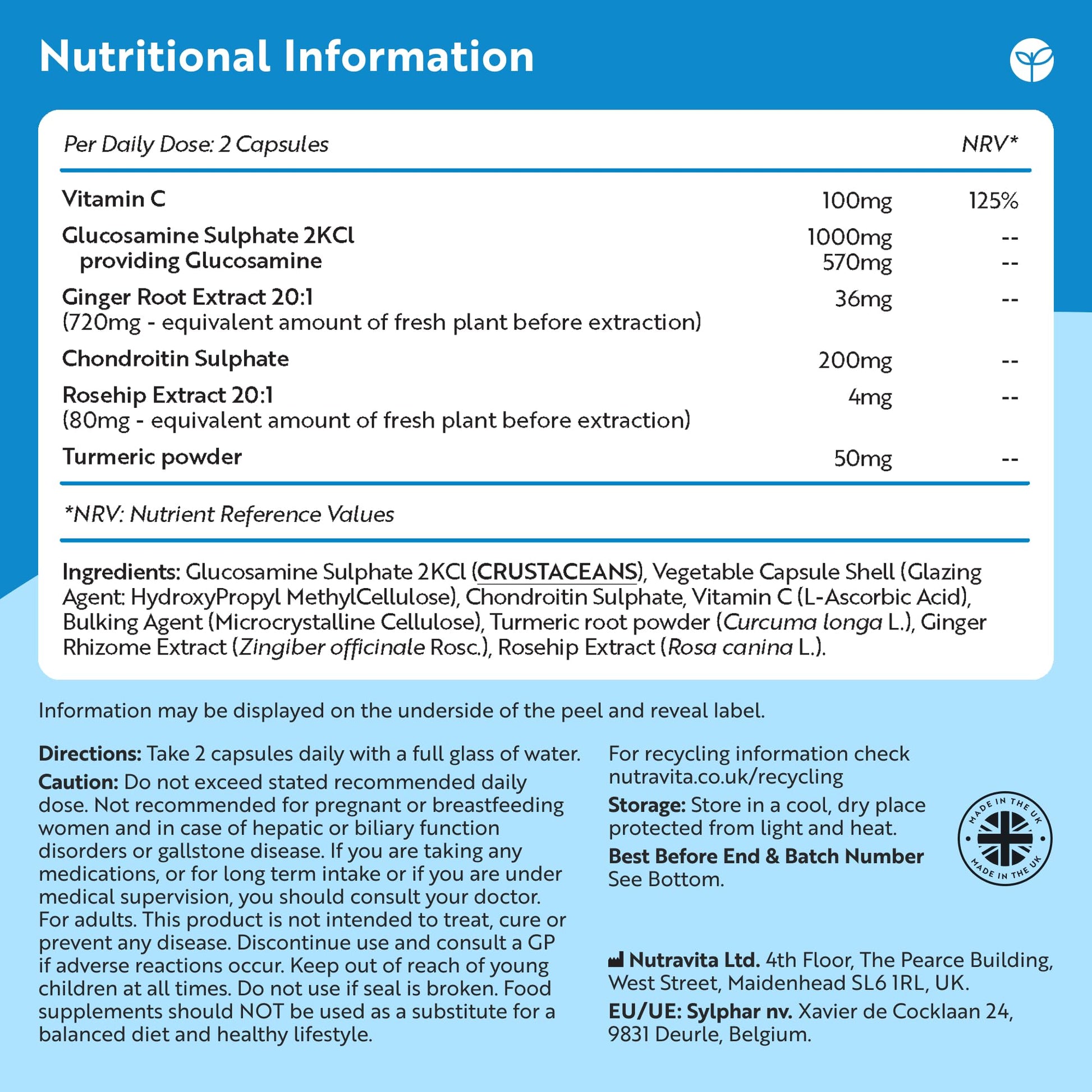 Glucosamine and Chondroitin Complex – 180 High Strength Capsules – Contributes to The Maintenance of Normal Immune System – with Vitamin C, Turmeric, Ginger and Rosehip - Medaid International