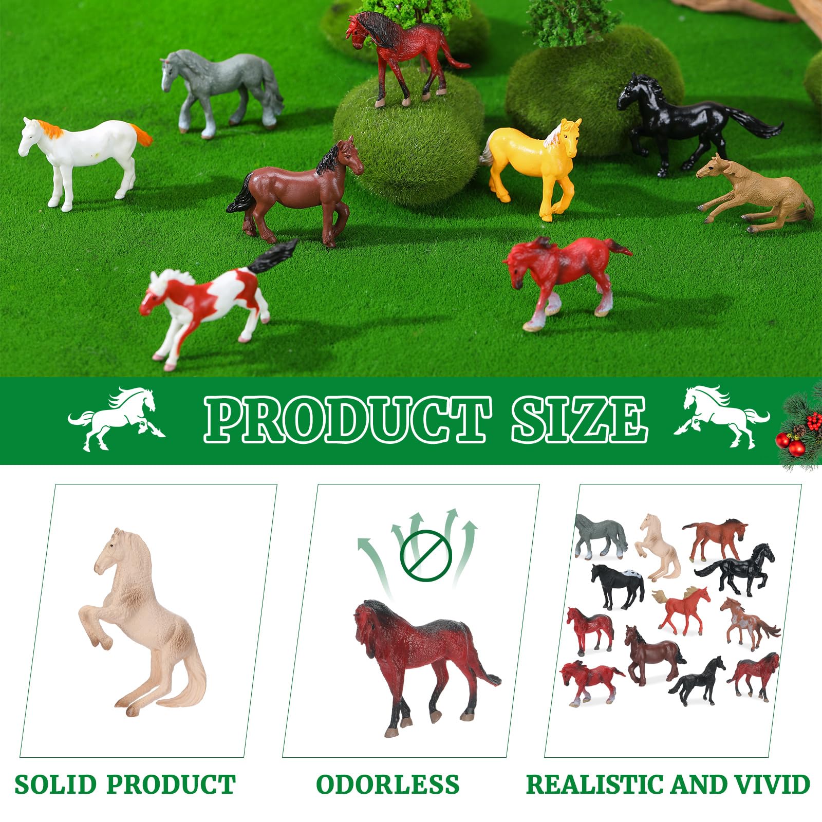 Jenaai 24 Pcs Horse Advent Calendar 2025 Christmas Countdown Calendar Holiday Collection 24 Days with Realistic Horse Figurines Farm Animal Xmas Gift and Surprise for Horses Lover - Medaid International