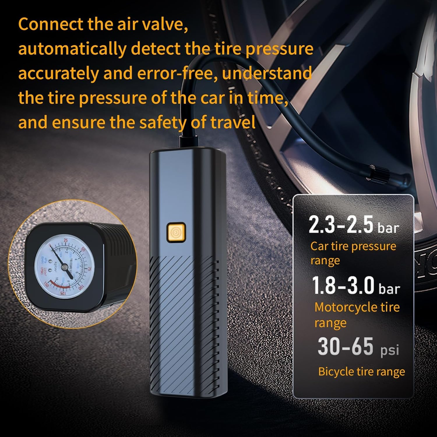 Tire Inflator Portable Air Compressor - Air Pump for Car Tires with Tire Pressure Gauge MK-322 - Medaid International