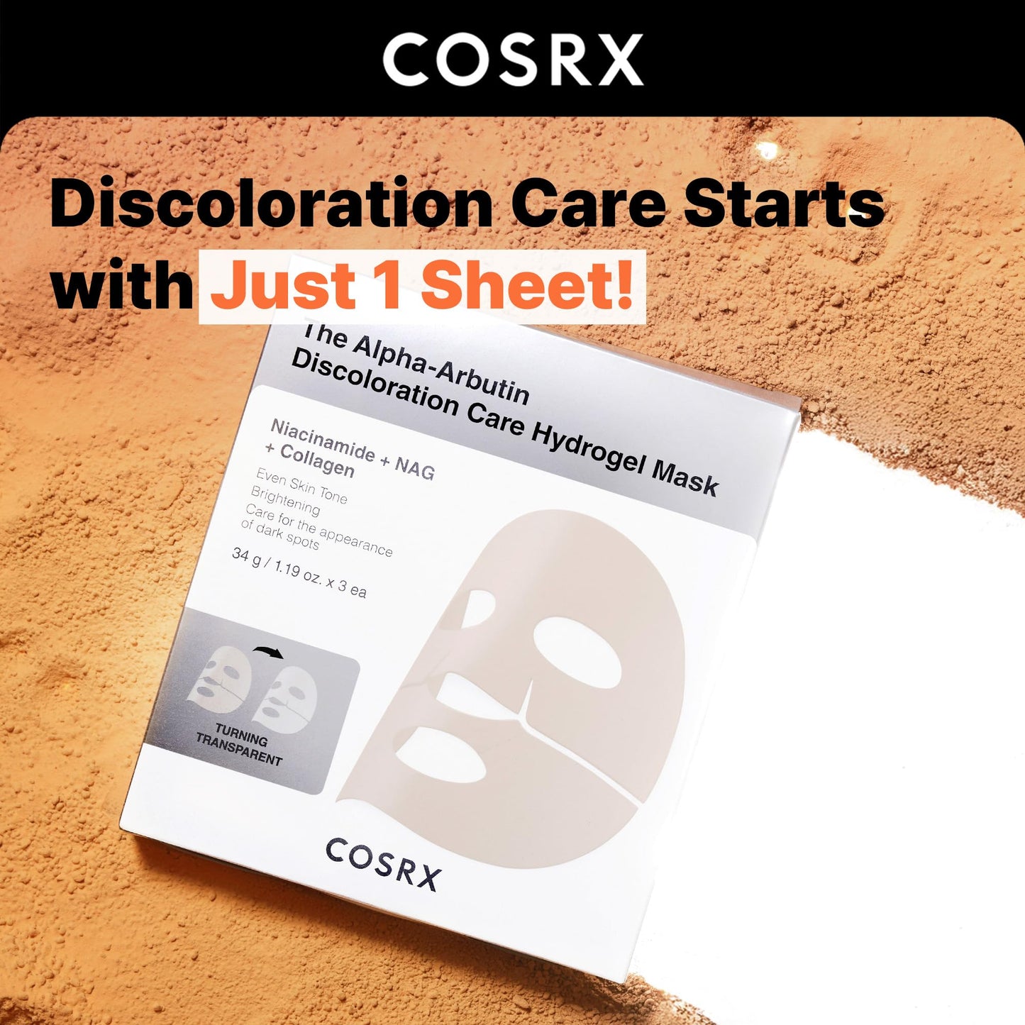 COSRX The Alpha-Arbutin Discoloration Care Hydrogel Face Masks Skincare 3 EA, Collagen Face Mask, Travel Essentials, Overnight Face Mask, Korean Skin Care, Stocking Stuffers - Medaid International