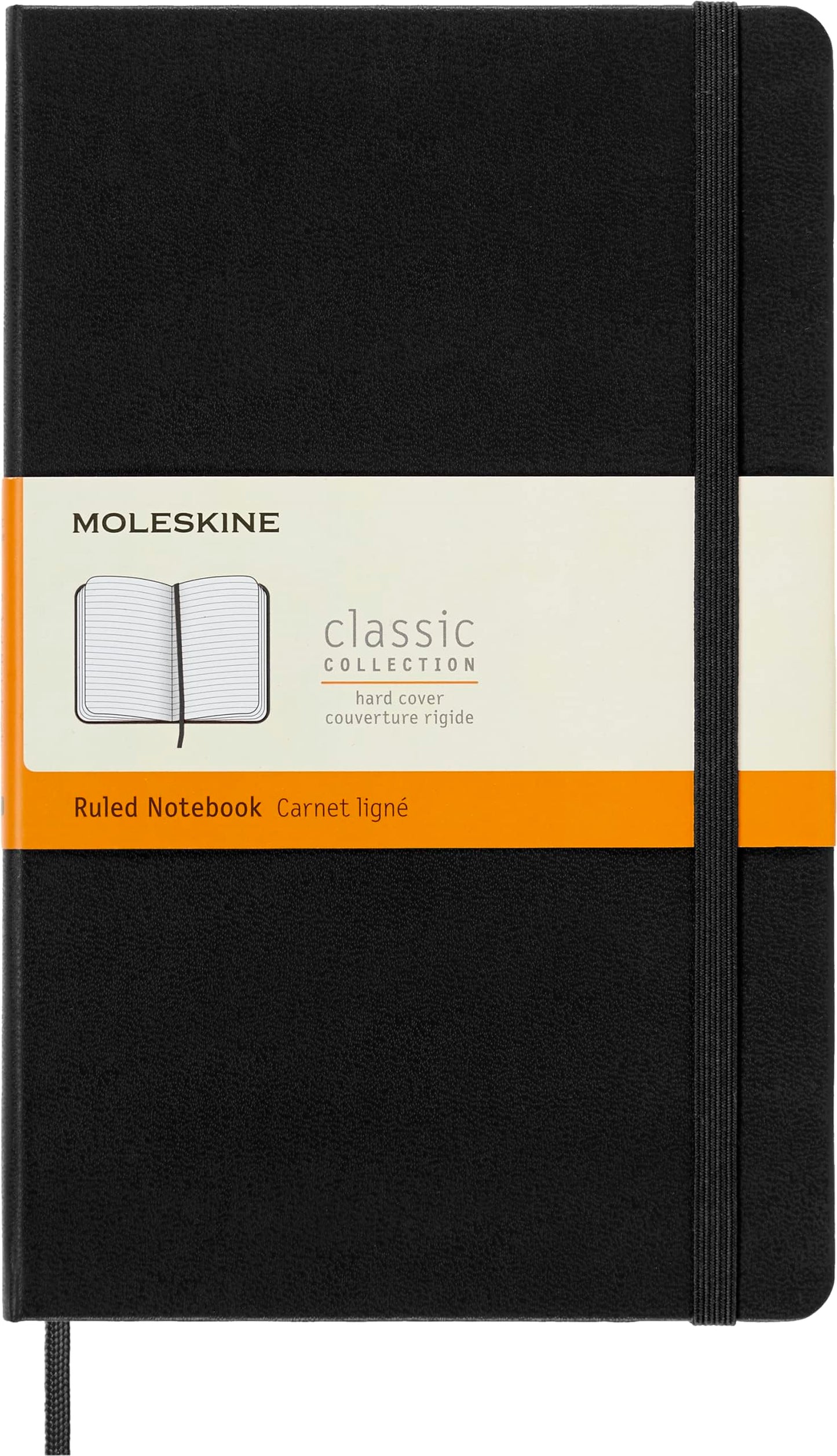 Moleskine Classic Notebook, Large, Ruled, Black, Hard Cover (5 x 8.25) - Medaid International