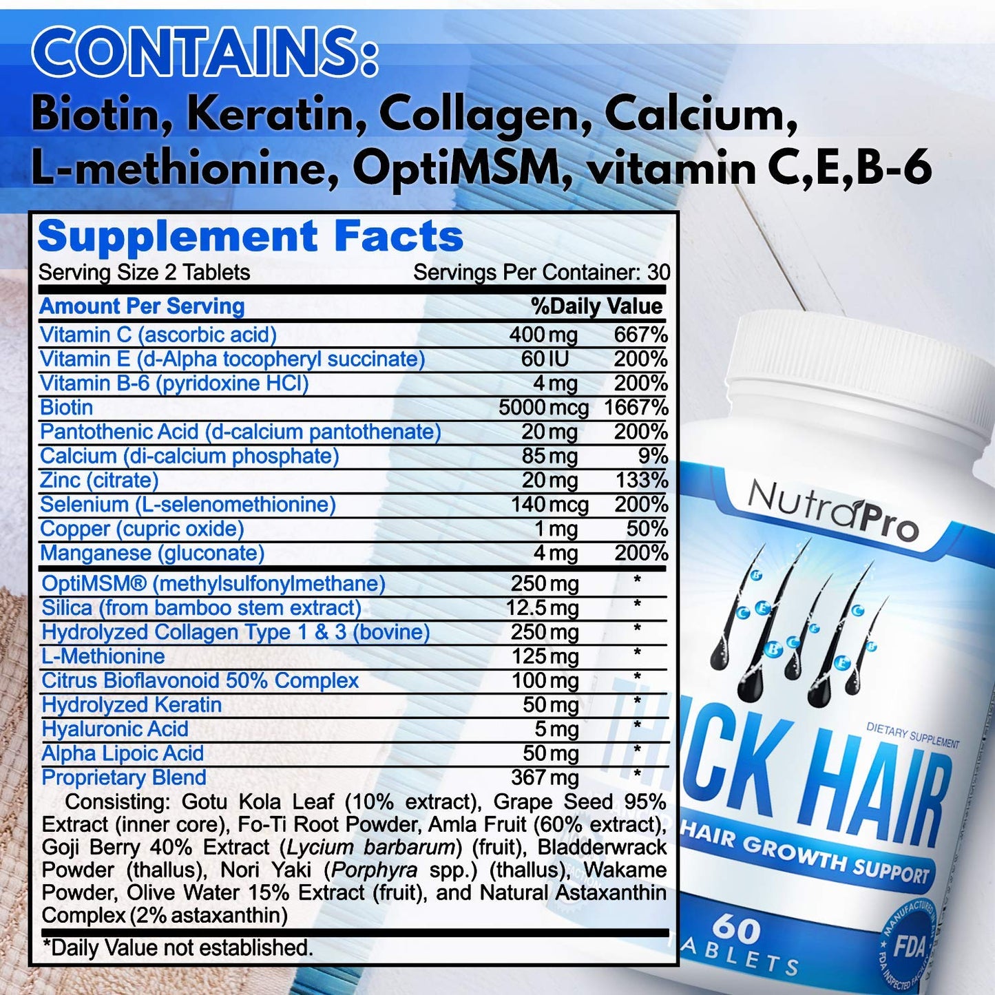 Thick Hair Growth Vitamins– Hair Growth Pills With DHT Blocker Stimulates Faster Growth for Weak, Thinning Hair–Biotin Hair Supplements with Keratin & Collagen Helps Men&Women Grow Perfect Hair. - Medaid International