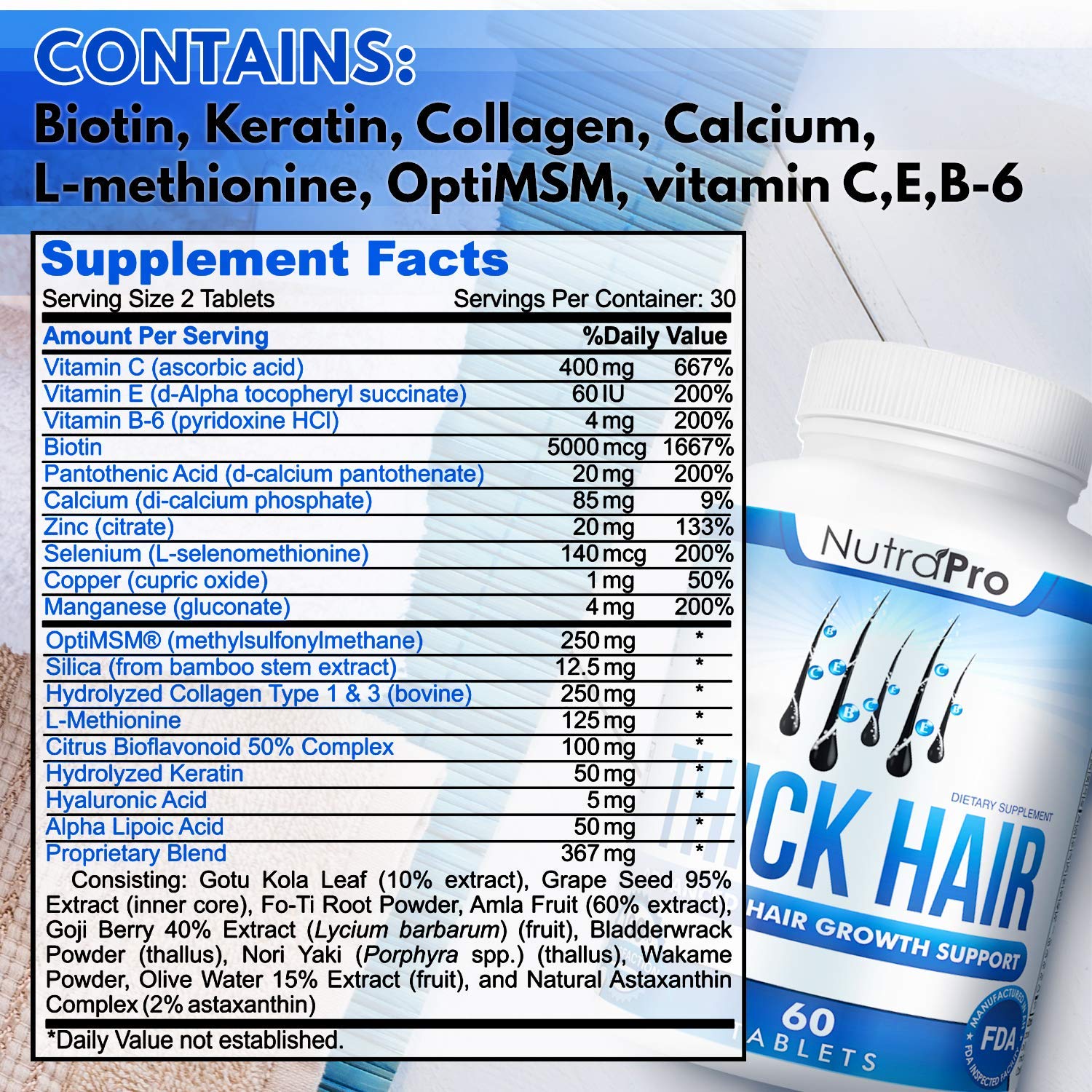 Thick Hair Growth Vitamins– Hair Growth Pills With DHT Blocker Stimulates Faster Growth for Weak, Thinning Hair–Biotin Hair Supplements with Keratin & Collagen Helps Men&Women Grow Perfect Hair. - Medaid International