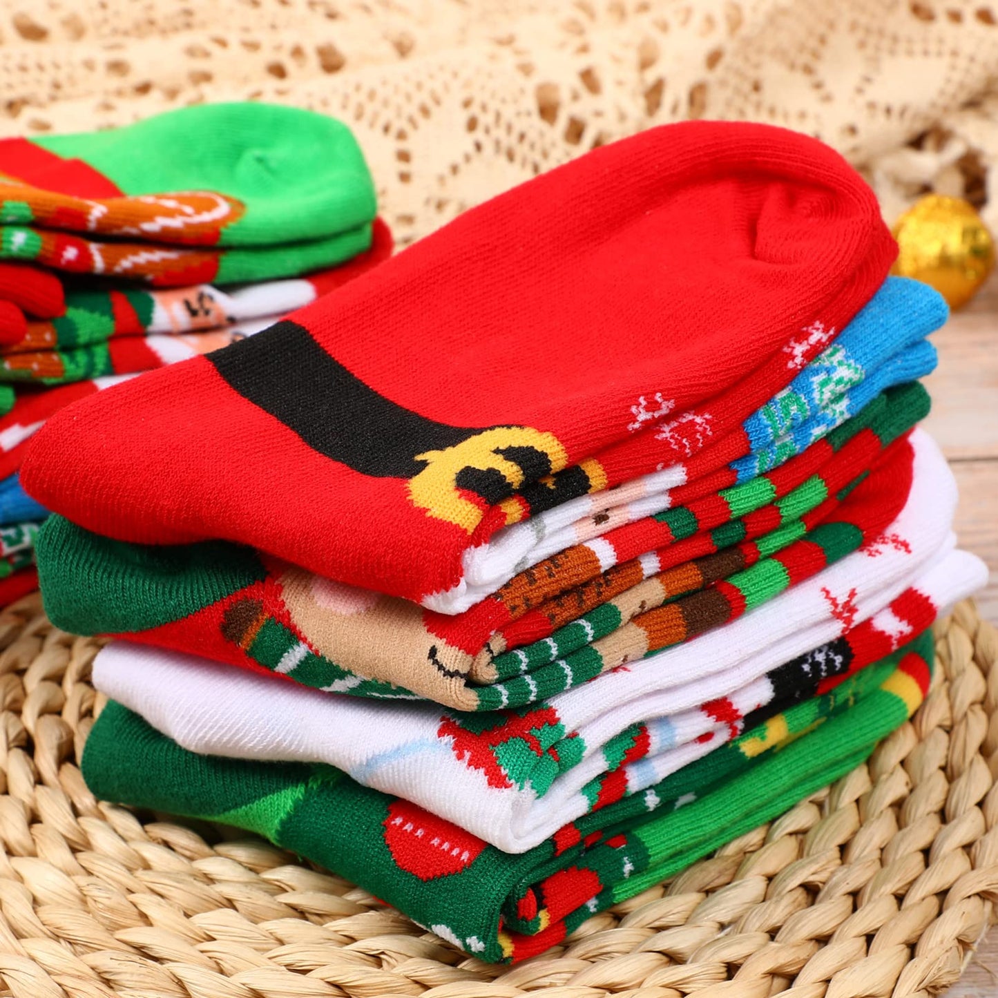 12 Pairs Women Christmas Socks Christmas Winter Warm Cozy Socks Adult Christmas Holiday Socks Cotton Christmas Cartoon Socks Xmas Warm Winter Socks- Christmas Advent Stocking In Box - Medaid International