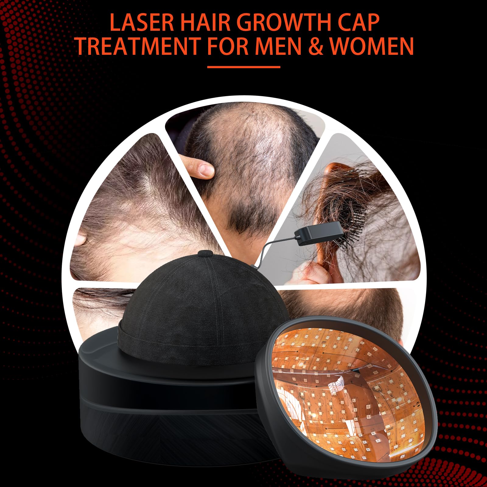PUPCA Laser Cap (FDA Cleared), Professional Medical Grade Laser Hair Growth Treatment Product for Men & Women, Red Light Therapy for Hair Growth, Treat Alopecia - Medaid International